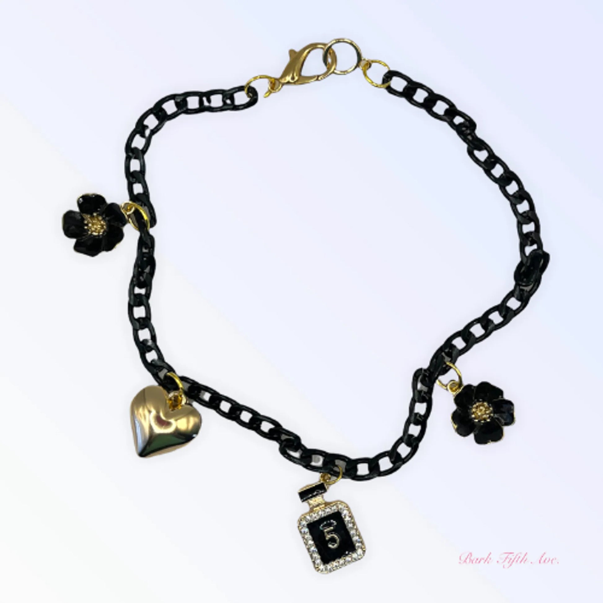 Black & Gold NO. 5 Heart Necklace - Your Pet Connection