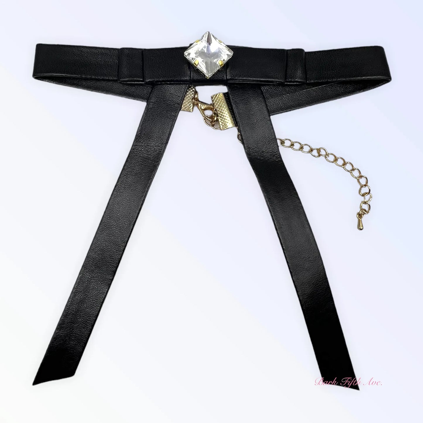 Black Vegan Leather Long Bow Necklace - Your Pet Connection