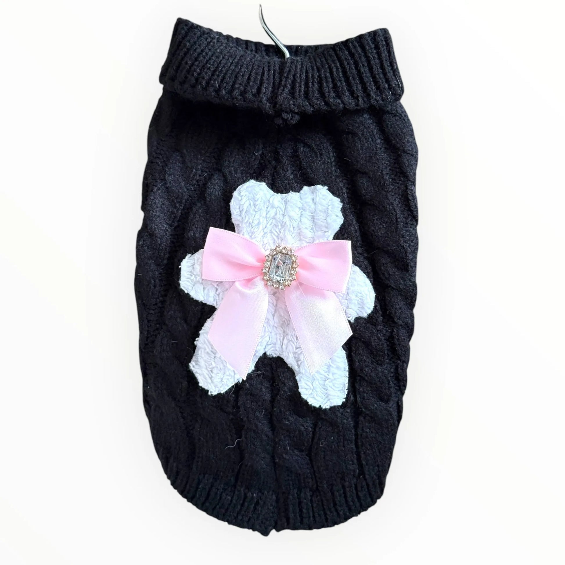 My Fuzzy Bear Bow Knit Dog Sweater - Your Pet Connection