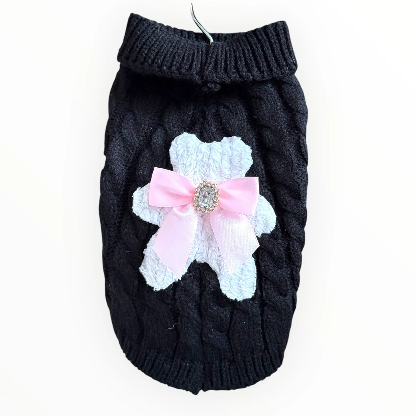 My Fuzzy Bear Bow Knit Dog Sweater - Your Pet Connection