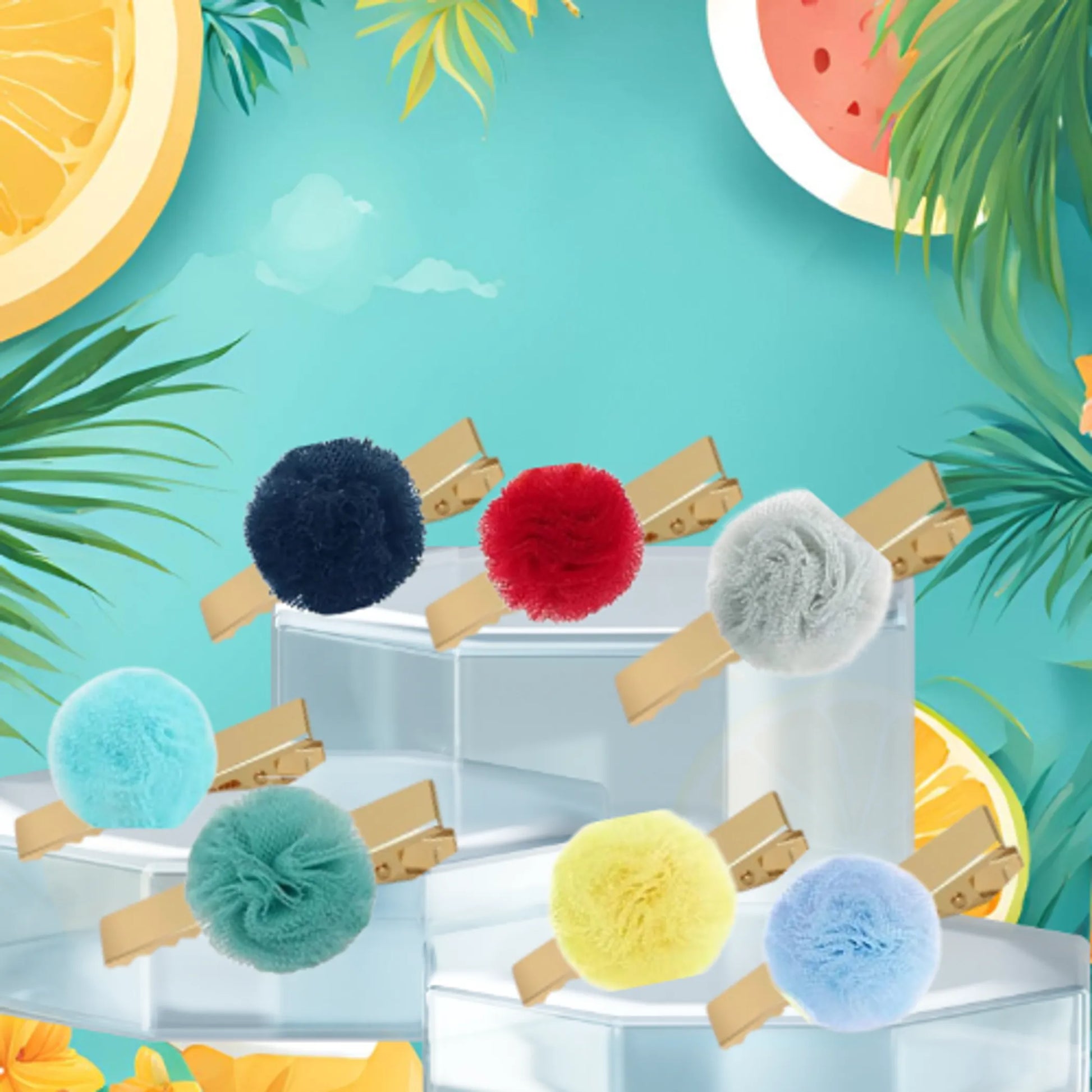 Poof Pom Dog Hair Barrettes- Solid Gold - Your Pet Connection