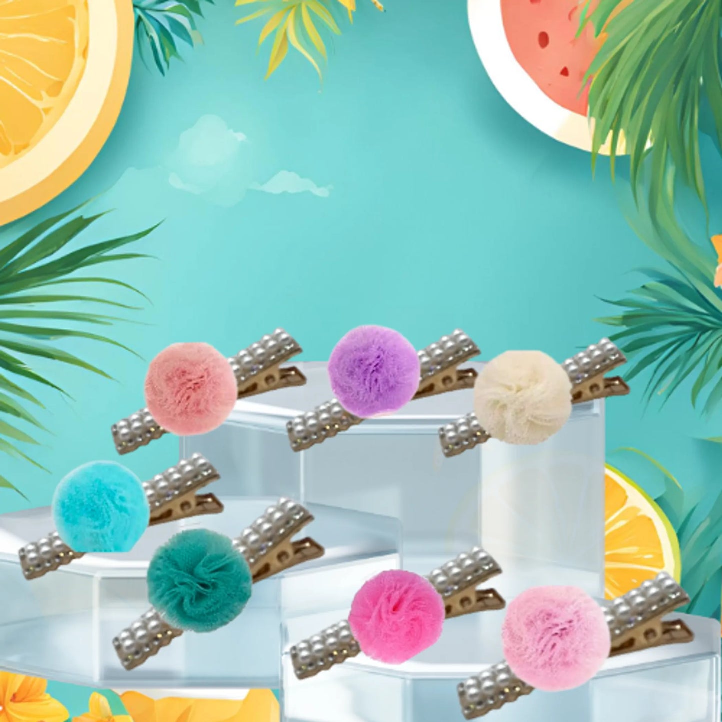 Bark Fifth Avenue Chic Poof Pom Barrettes All Breeds