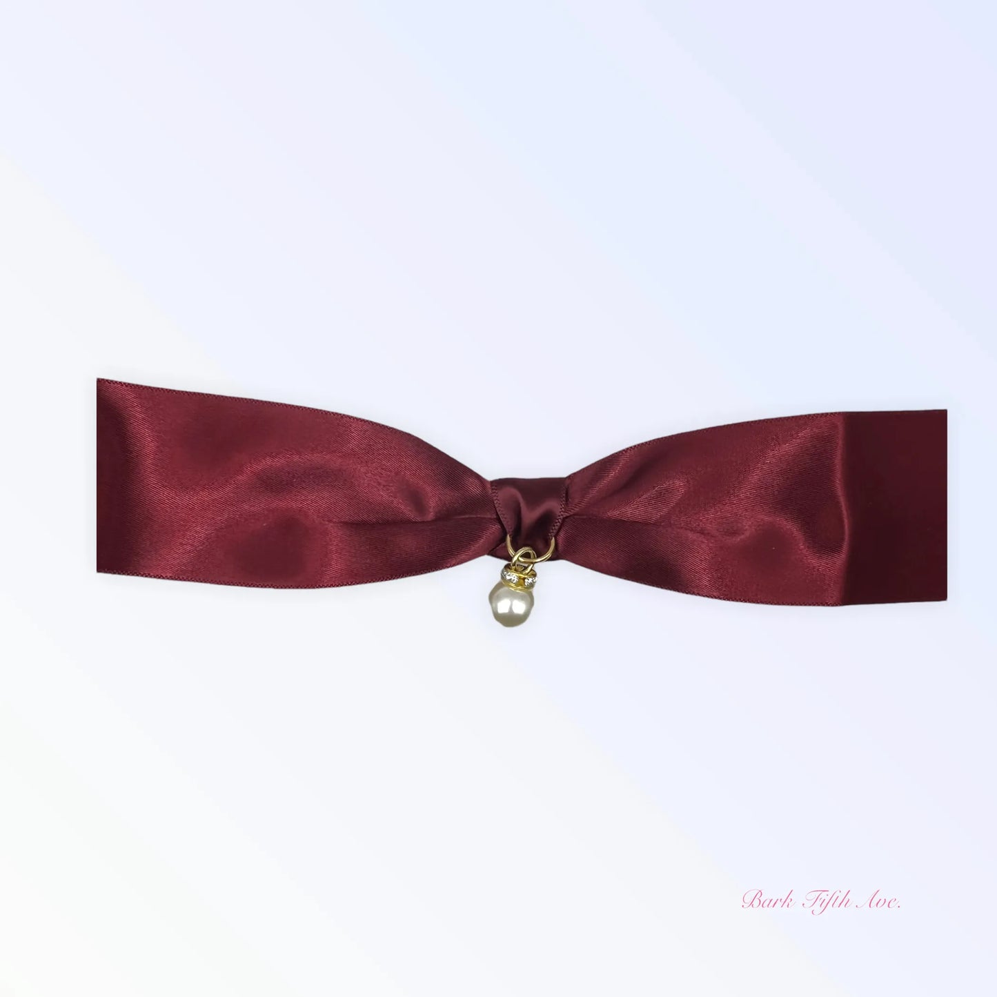Burgundy Satin Bow & Pearl Necklace - Your Pet Connection