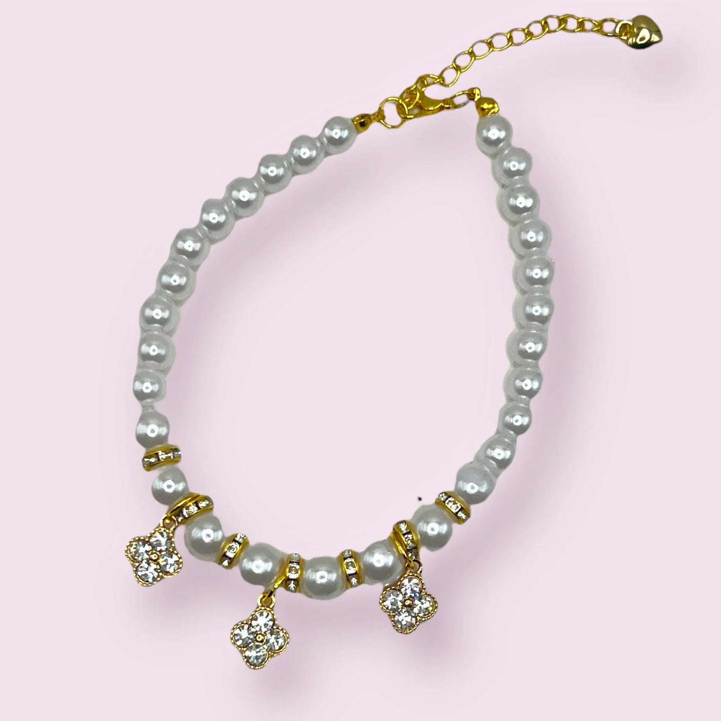 Pearl and Crystal Fleur Dog Necklace - Your Pet Connection