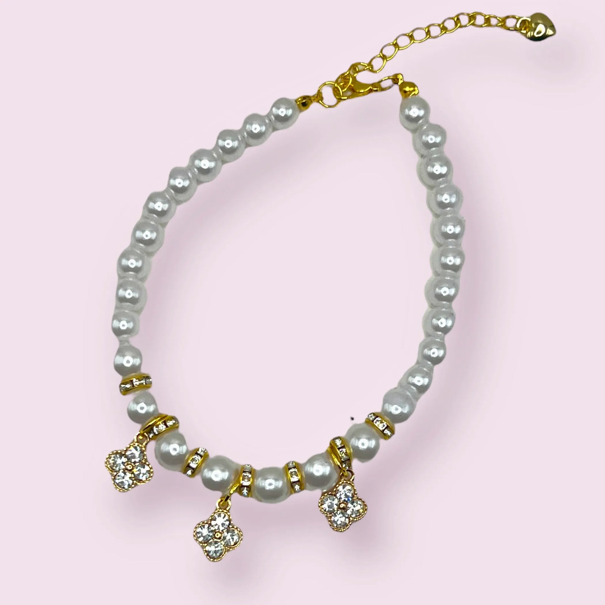 Pearl and Crystal Fleur Dog Necklace - Your Pet Connection