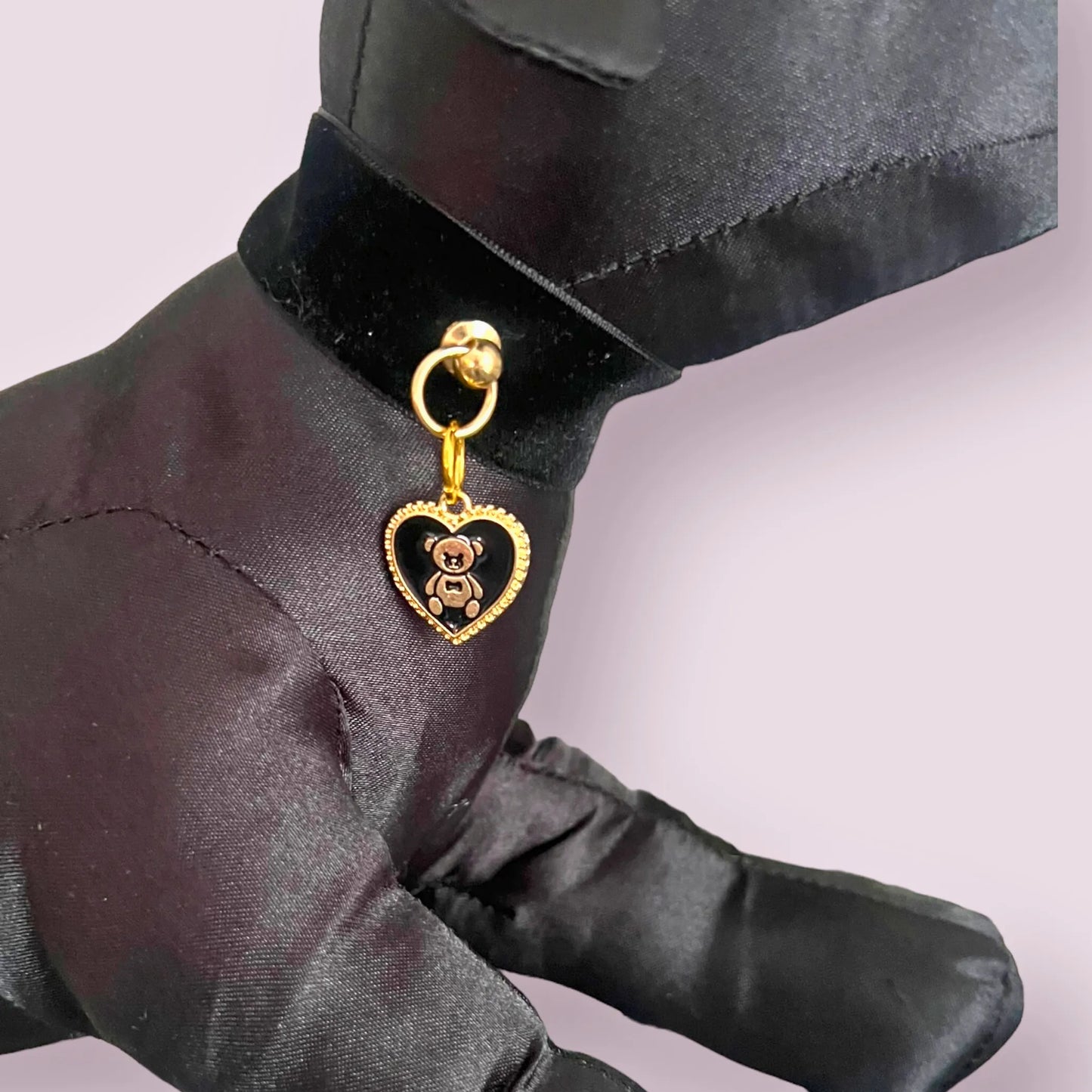 Bark Fifth Avenue Velvet Bear Dog Necklace Adjustable