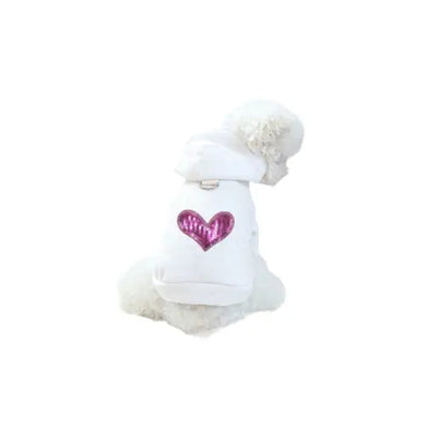 Sequin Heart Lightweight Hoodie- Dog Hoodie - Your Pet Connection