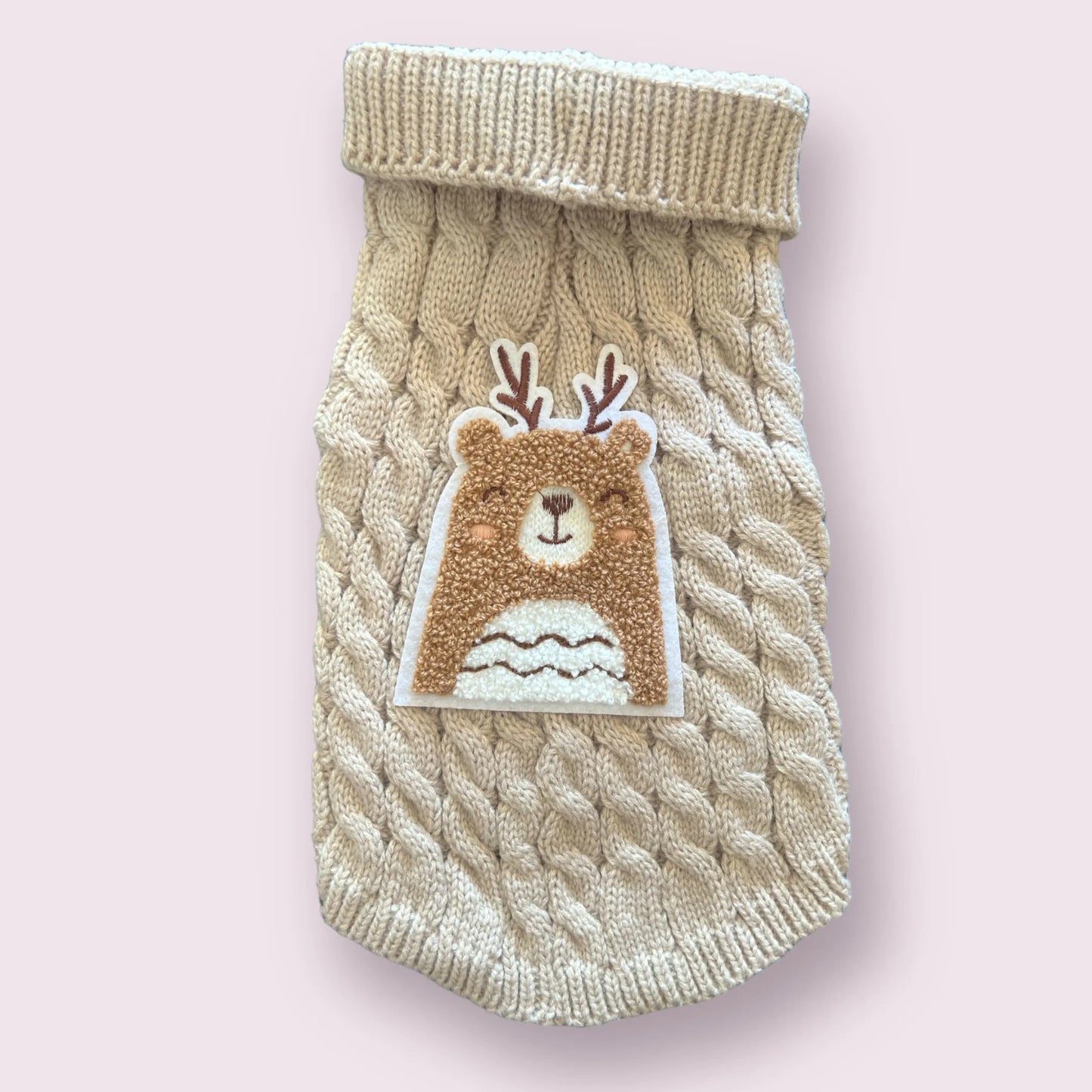 Antler Bear Knit Sweater- Dog Sweater - Your Pet Connection