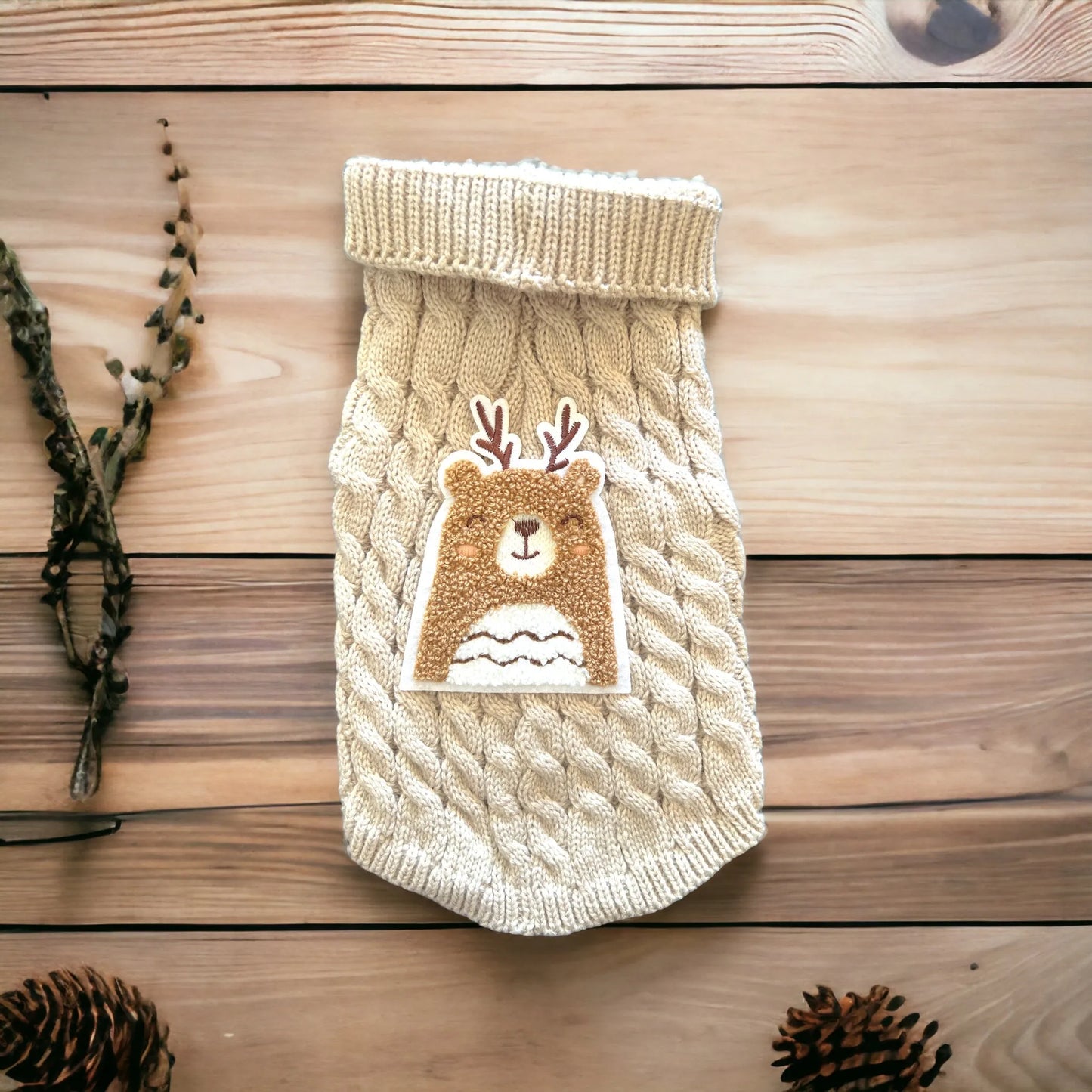 Antler Bear Knit Sweater- Dog Sweater - Your Pet Connection