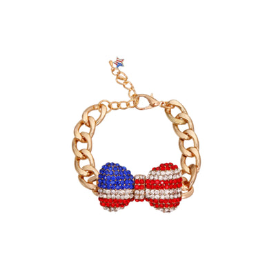 Bark Fifth Avenue Gold Chain Patriotic Dog Necklace