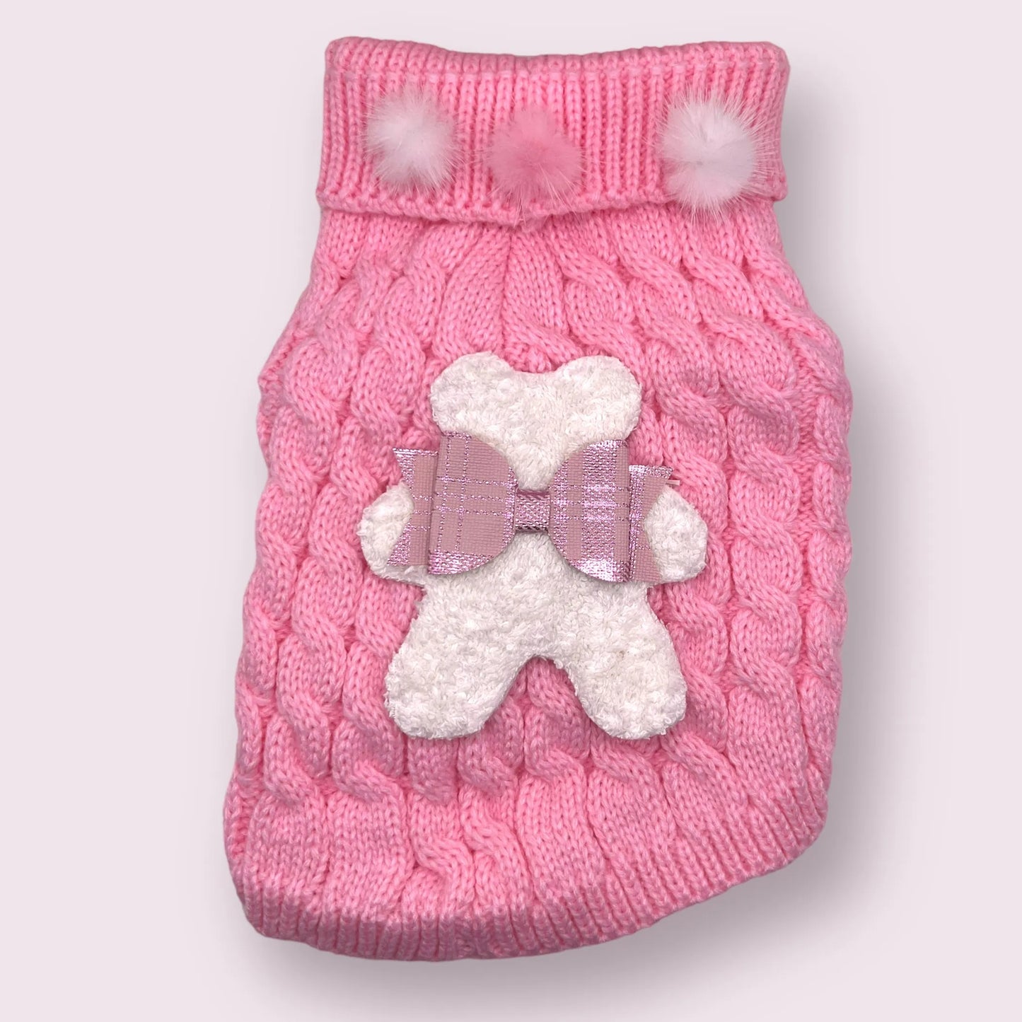 Terry Cloth Knit PomPom Bear Dog Sweater - Your Pet Connection