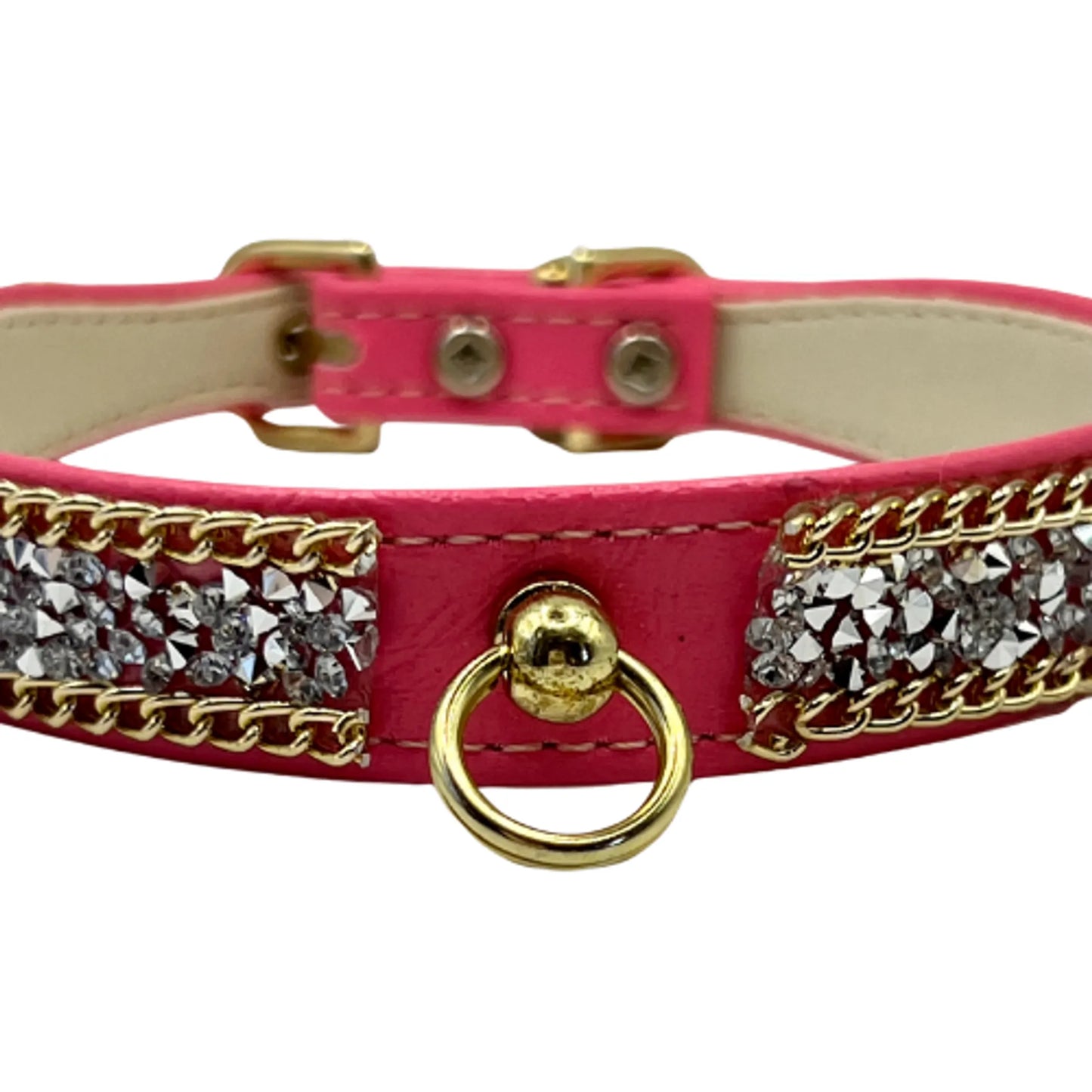 Bark Fifth Avenue Rhinestone Gold Chain Dog Collar