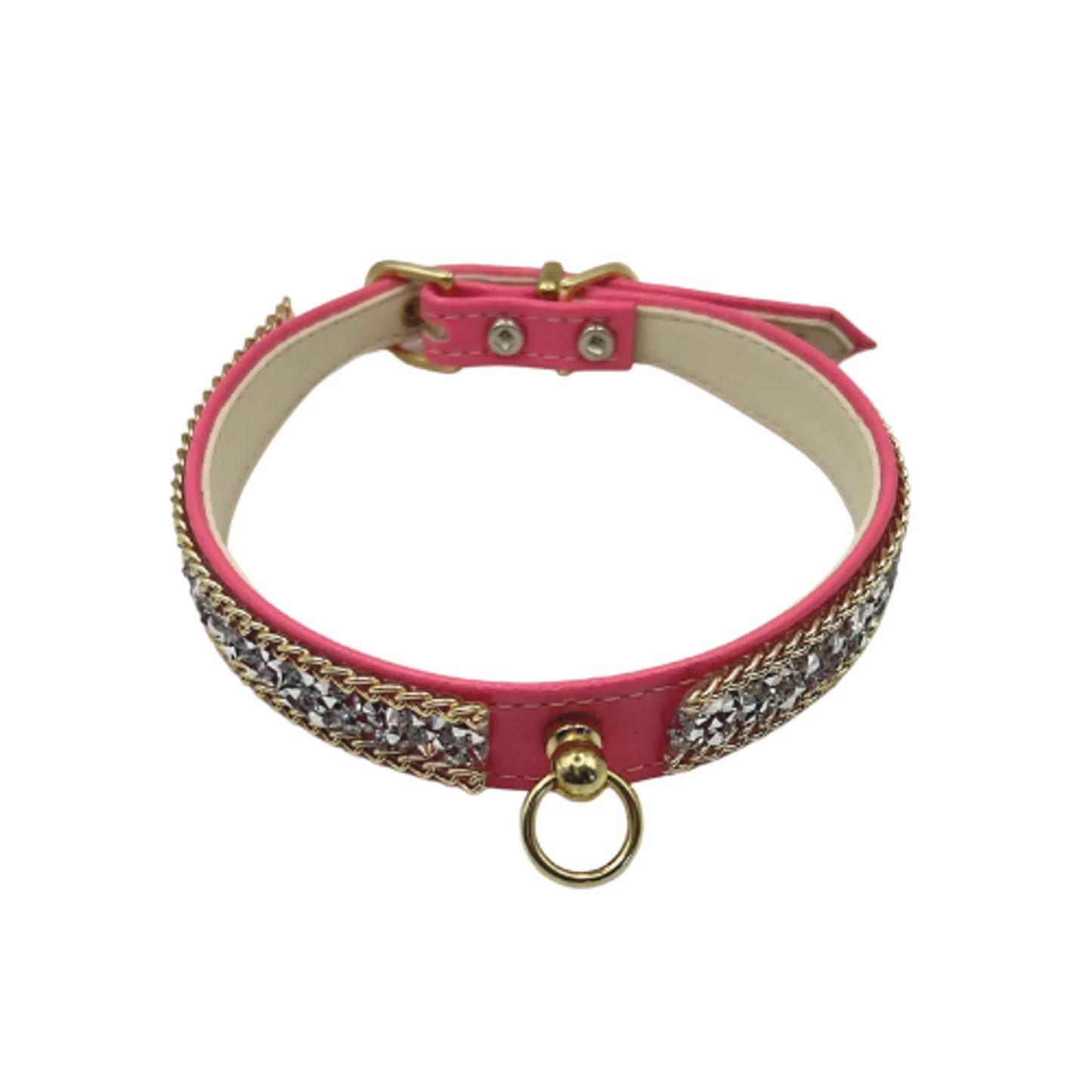 Bark Fifth Avenue Rhinestone Gold Chain Dog Collar