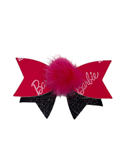 Mink Barbie Pom Bow- Dog Hair Barrette - Your Pet Connection