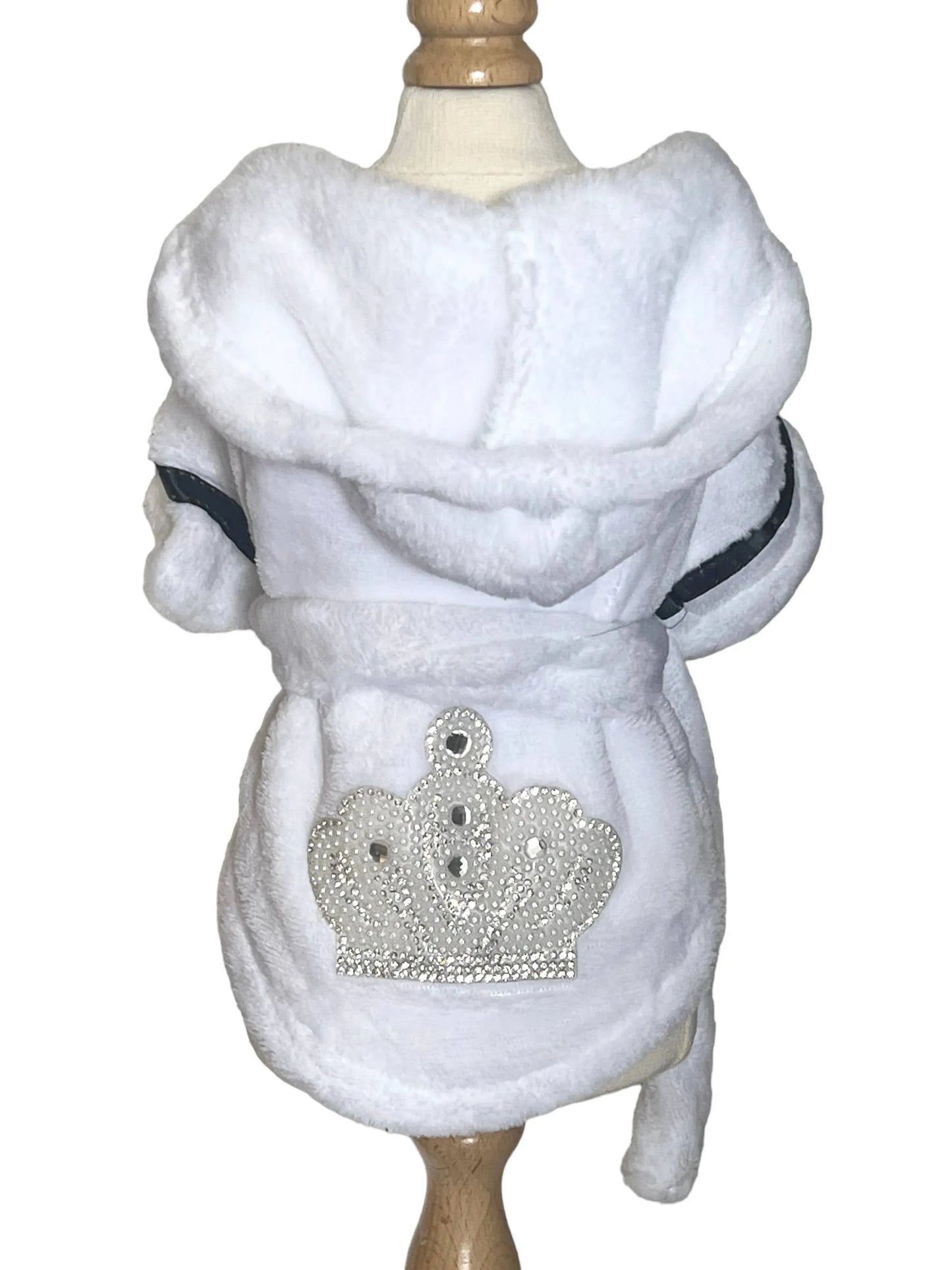 Bark Fifth Avenue Luxurious Dog Robe with Rhinestone Crown