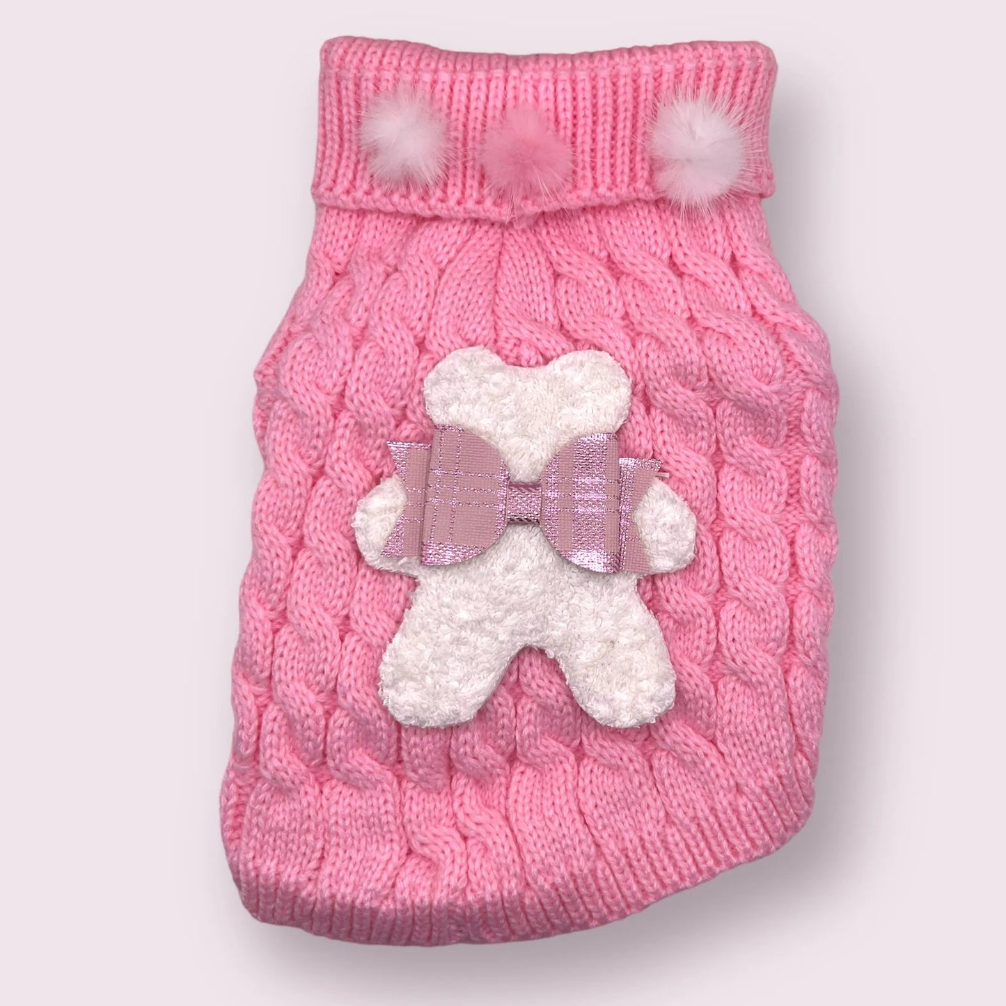 Terry Cloth Knit PomPom Bear Dog Sweater - Your Pet Connection