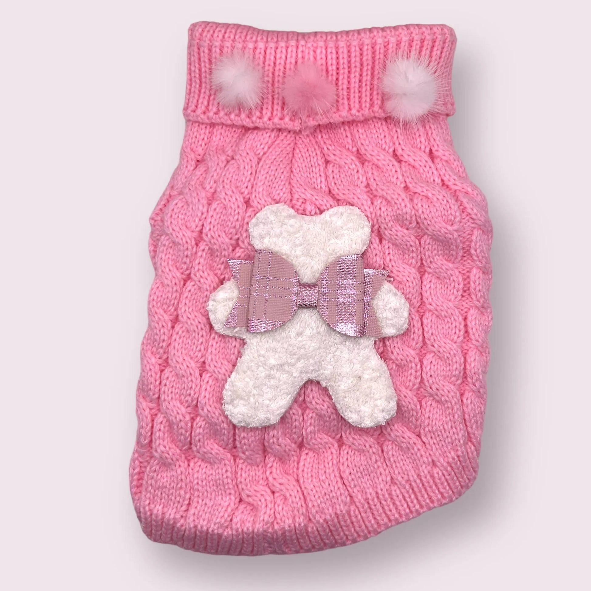 Terry Cloth Knit PomPom Bear Dog Sweater - Your Pet Connection