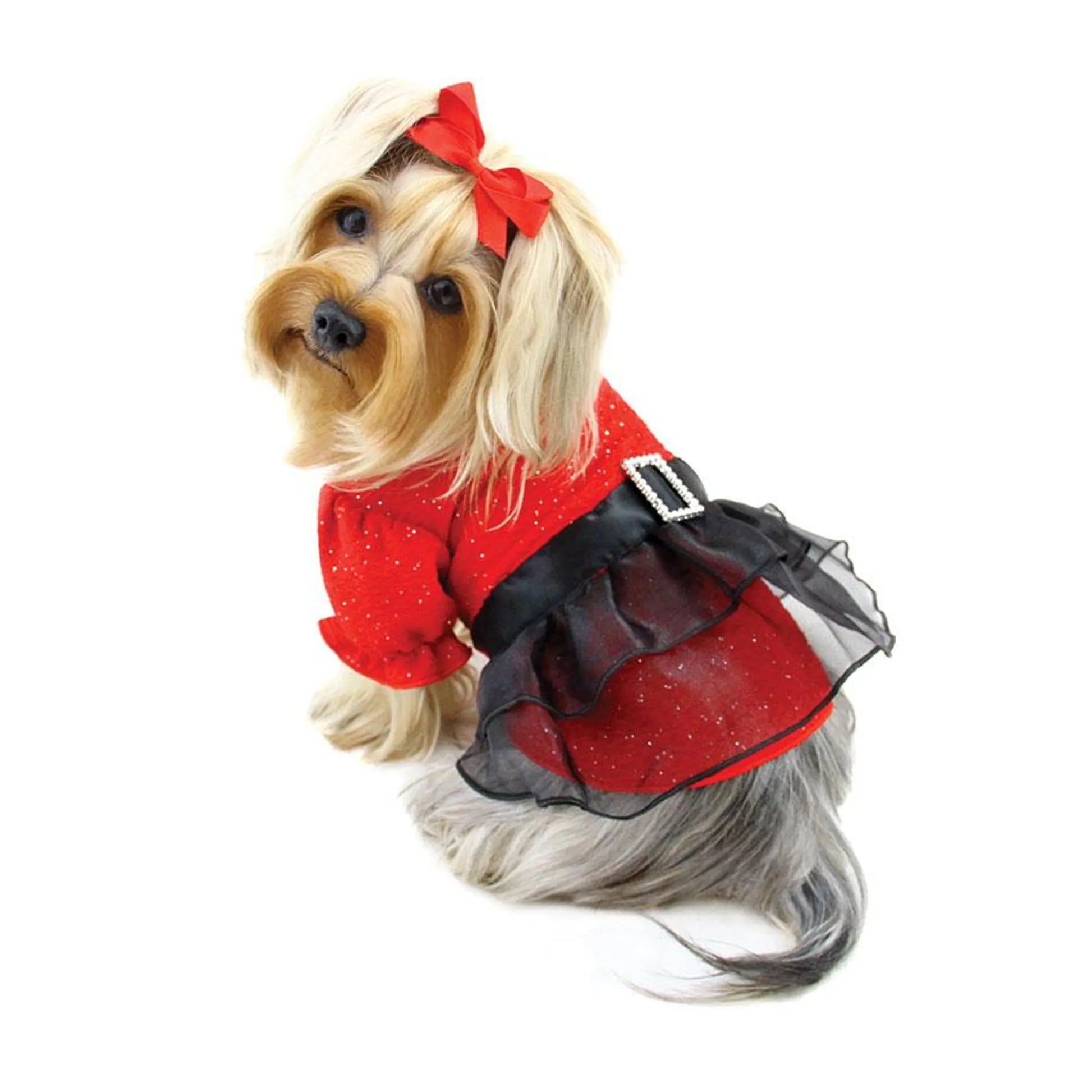 Sparkling Red Dress with Puffy Sleeves - Your Pet Connection