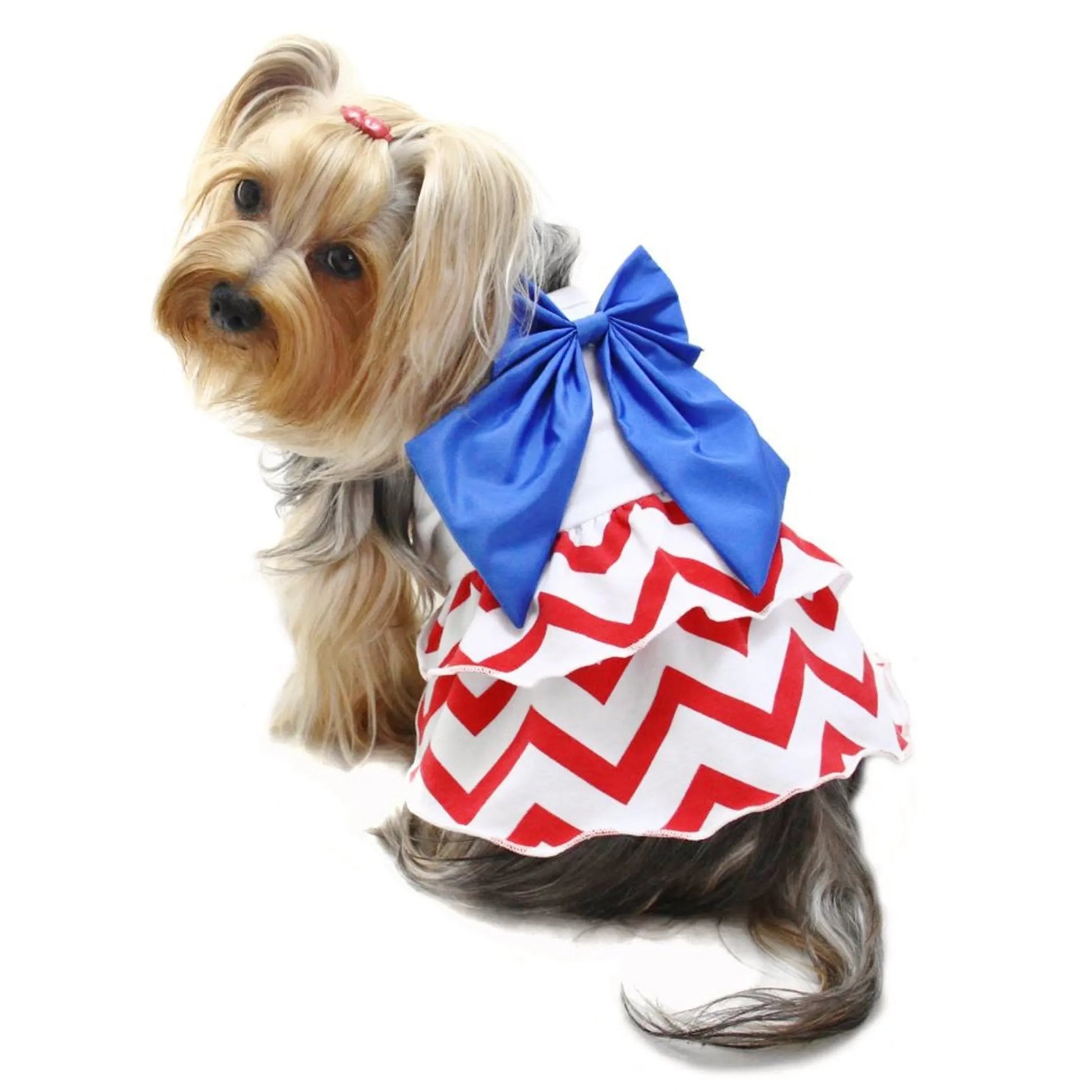 Patriotic Red/White/Blue Large Bow Sundress - Your Pet Connection