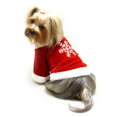 Velour Holiday Shirt with Sparkling Silver Snowflake - Your Pet Connection