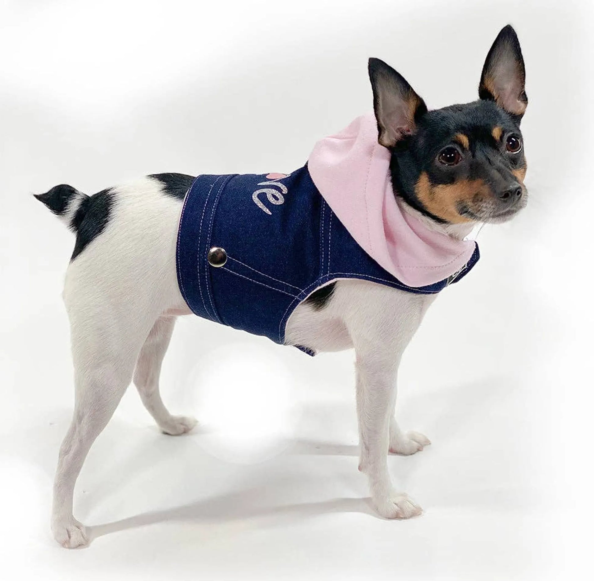 Denim Hoodie "Love" Harness Vest - Your Pet Connection