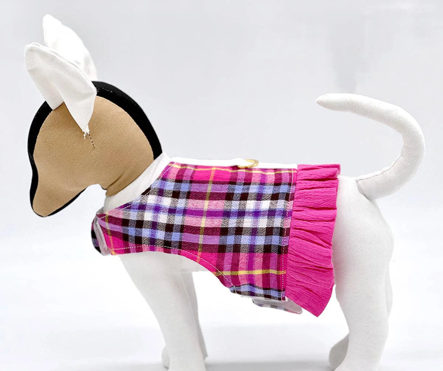 Pink Plaid Harness Vest with Ruffle Trim - Your Pet Connection