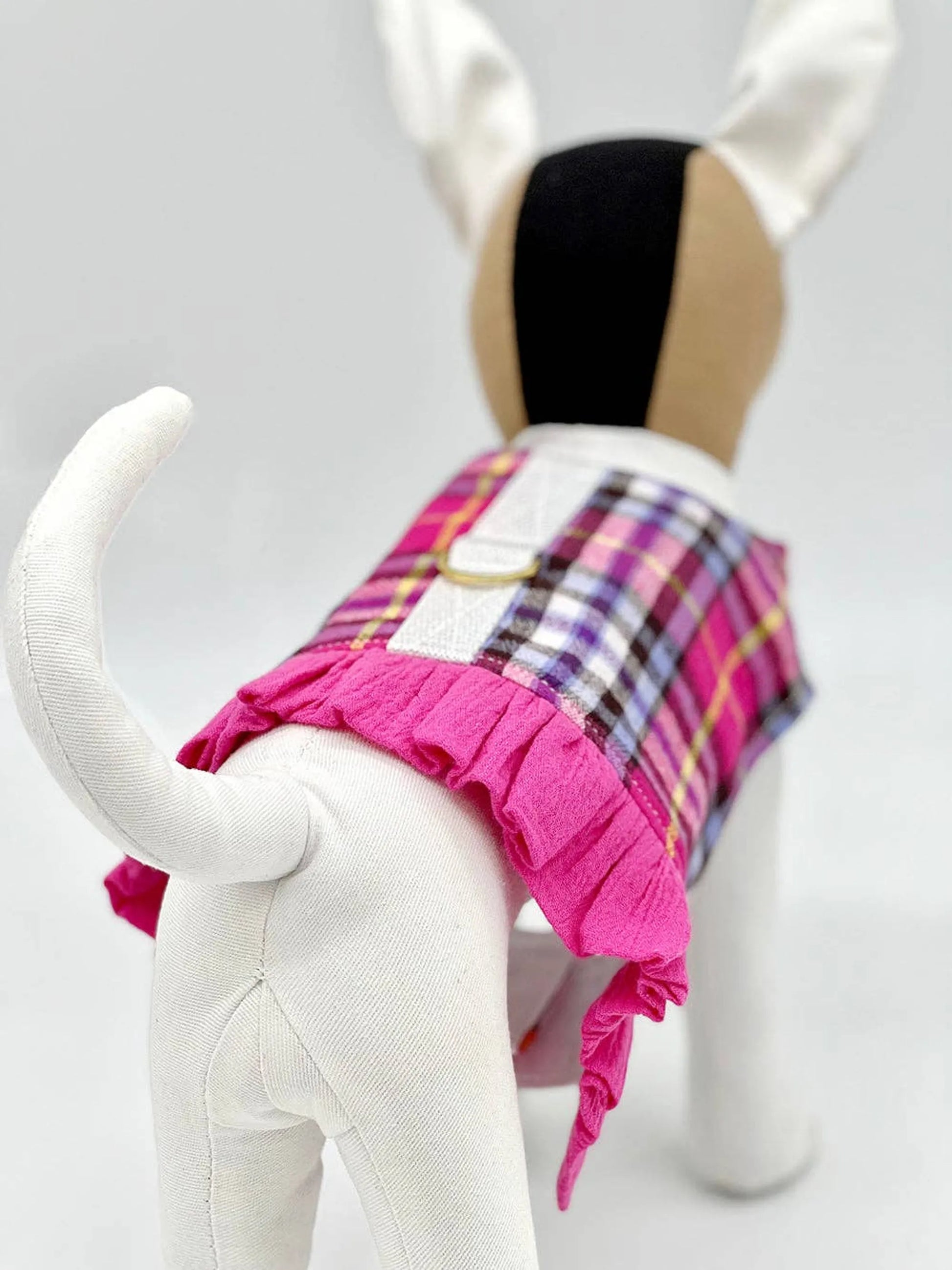 Pink Plaid Harness Vest with Ruffle Trim - Your Pet Connection