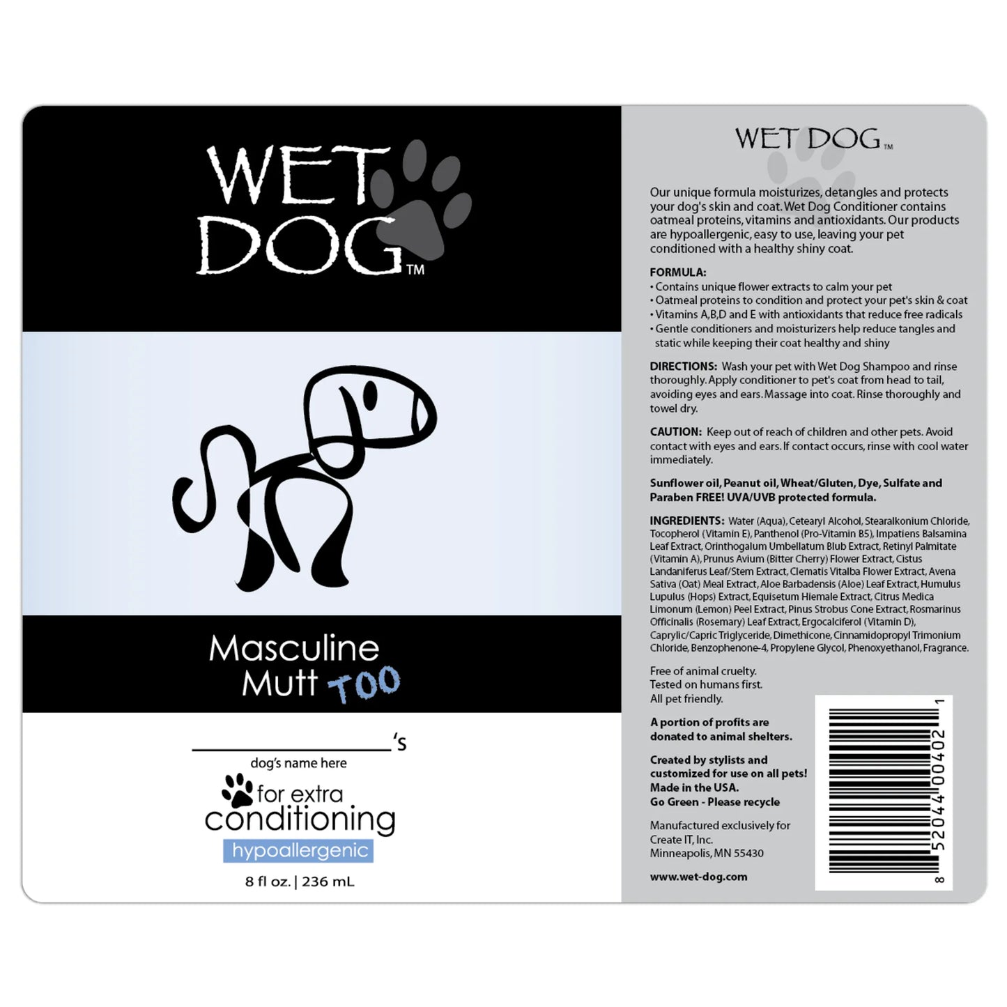 Wet Dog - Masculine Mutt Calming Conditioner for Dogs - Your Pet Connection