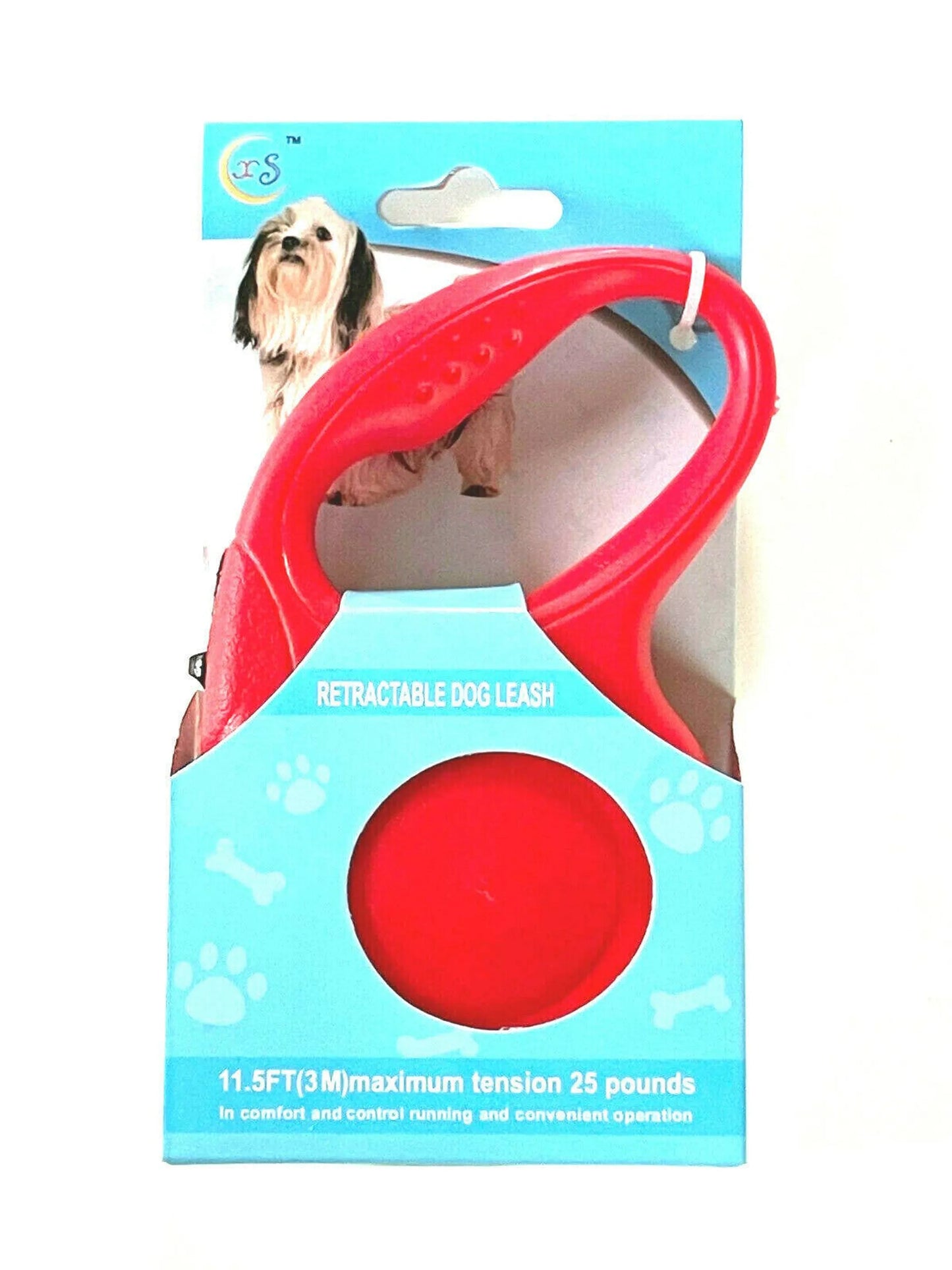 Retractable Dog Pet Leash 11.5ft (3m) Maximum Tension 25 Lbs Red Color - Your Pet Connection