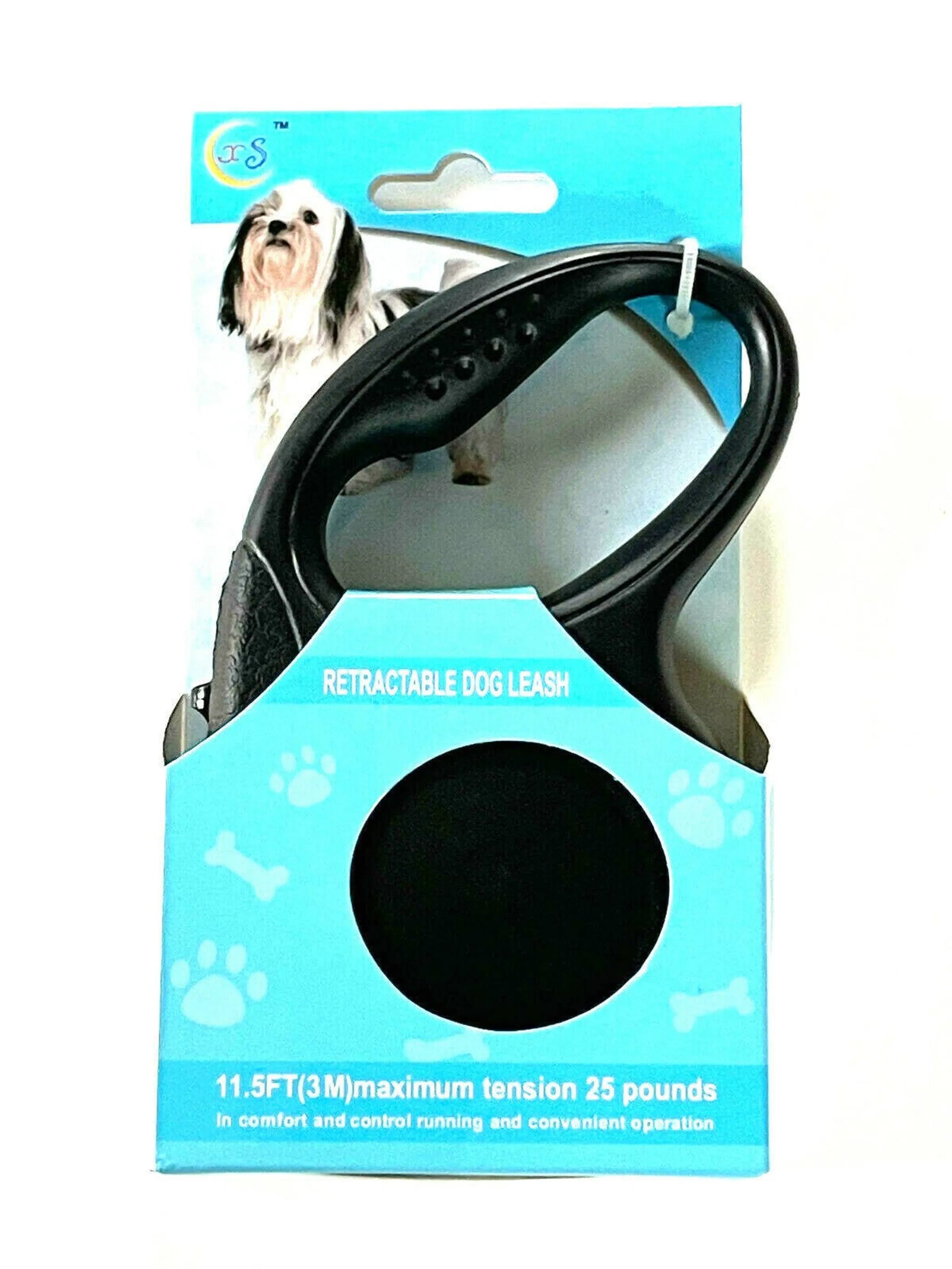 Retractable Dog Pet Leash 11.5ft (3m) Maximum Tension 25 Lbs Black Color - Your Pet Connection