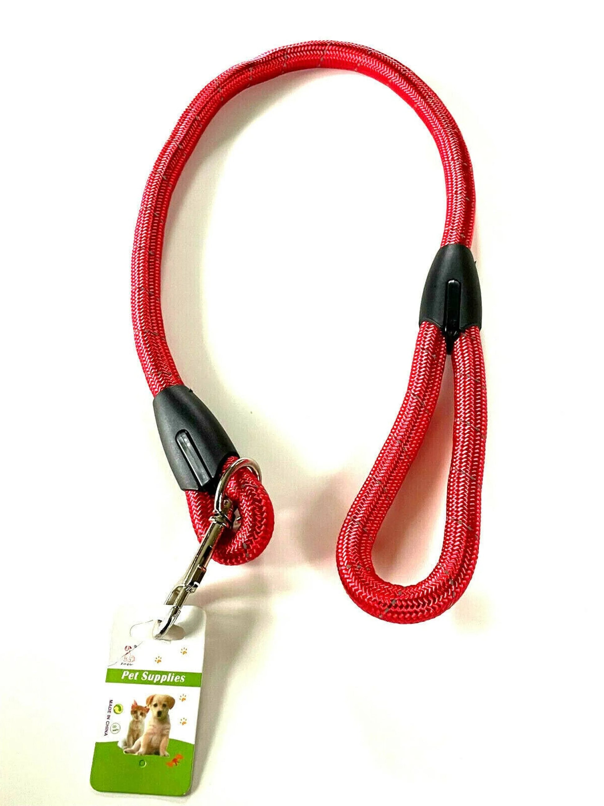 Large Dog Leash Rope Heavy Duty Red Reflective Nylon Material Excellent 3ft Size Red - Your Pet Connection