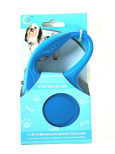 Retractable Dog Pet Leash 11.5ft (3m) Maximum Tension 25 Lbs Blue Color - Your Pet Connection