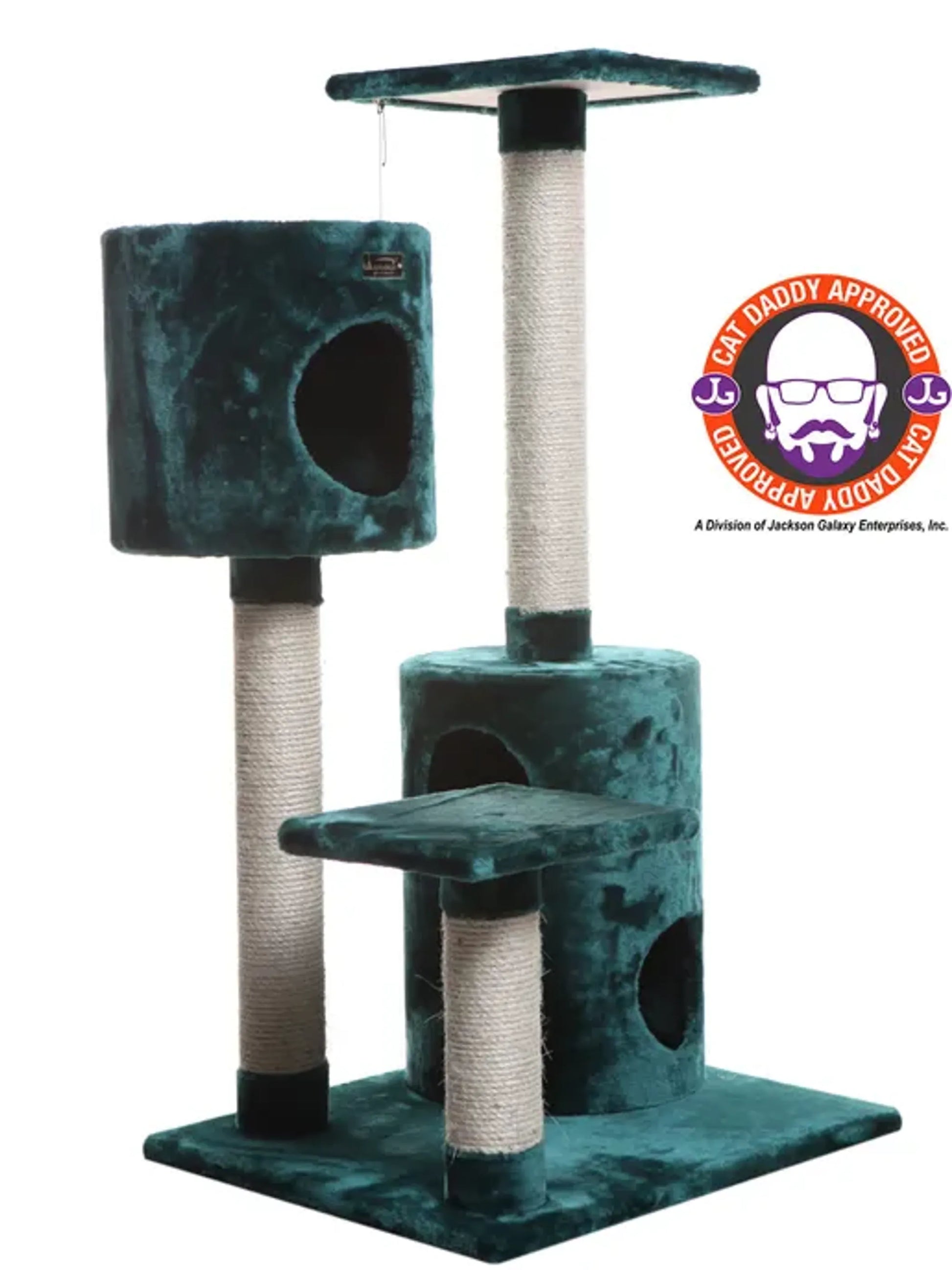 Real Woood Cat Tree House W 2 Private Condos 43" Green - Your Pet Connection