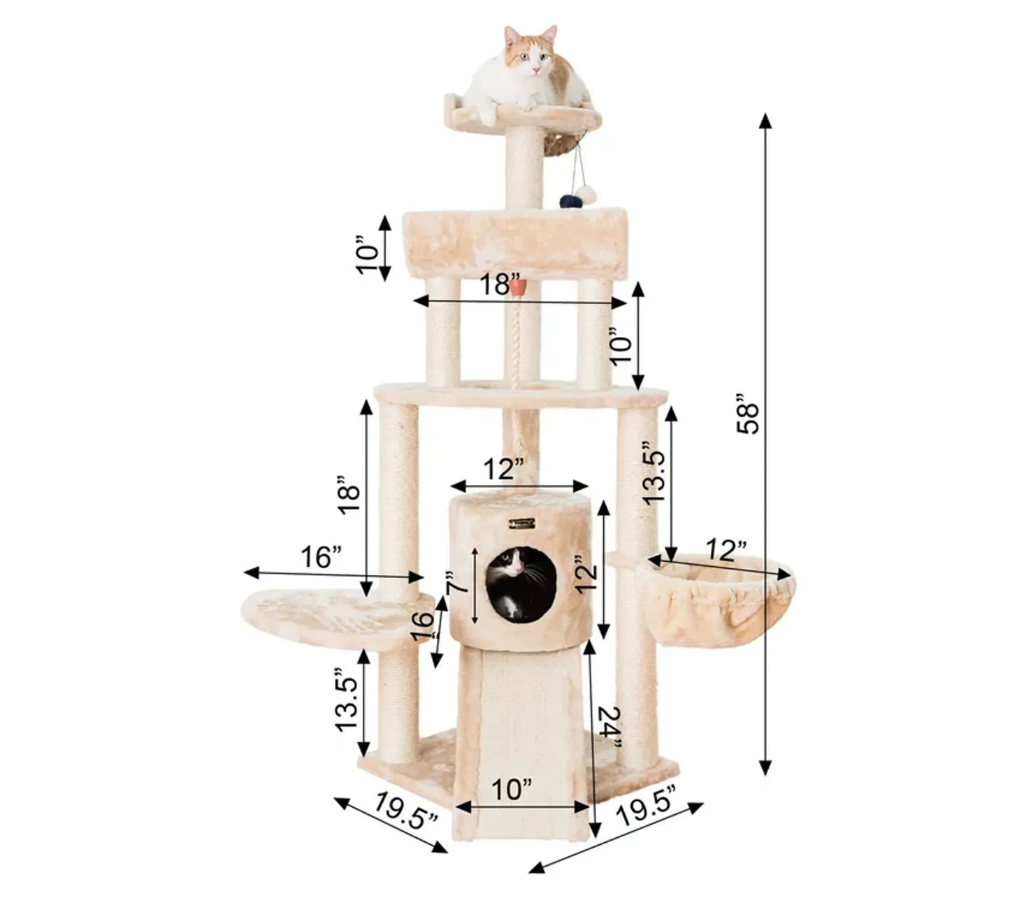 Armarkat Real Wood Spacious Thick Fur Cat Tower W Lounge - Your Pet Connection