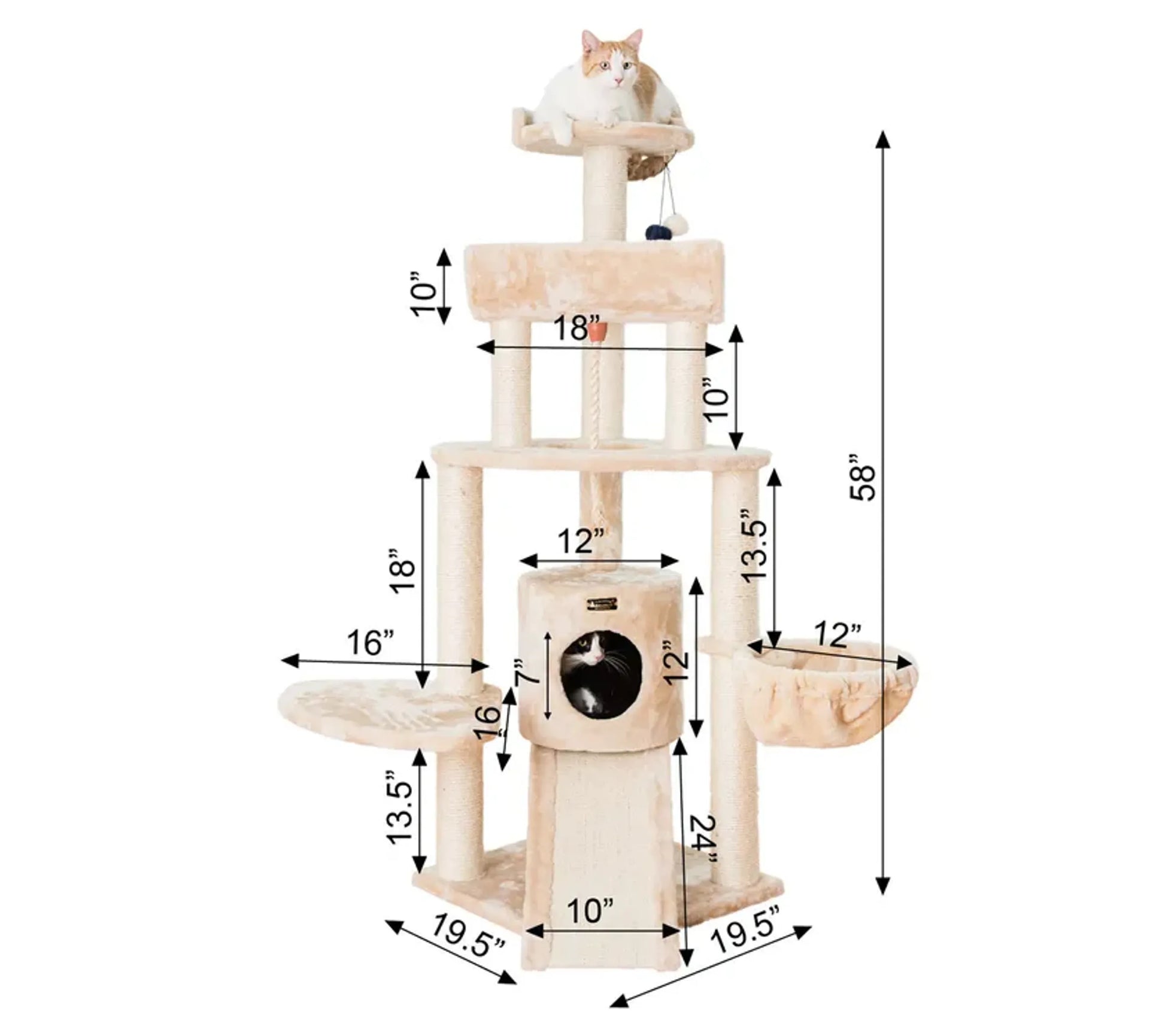Armarkat Real Wood Spacious Thick Fur Cat Tower W Lounge - Your Pet Connection
