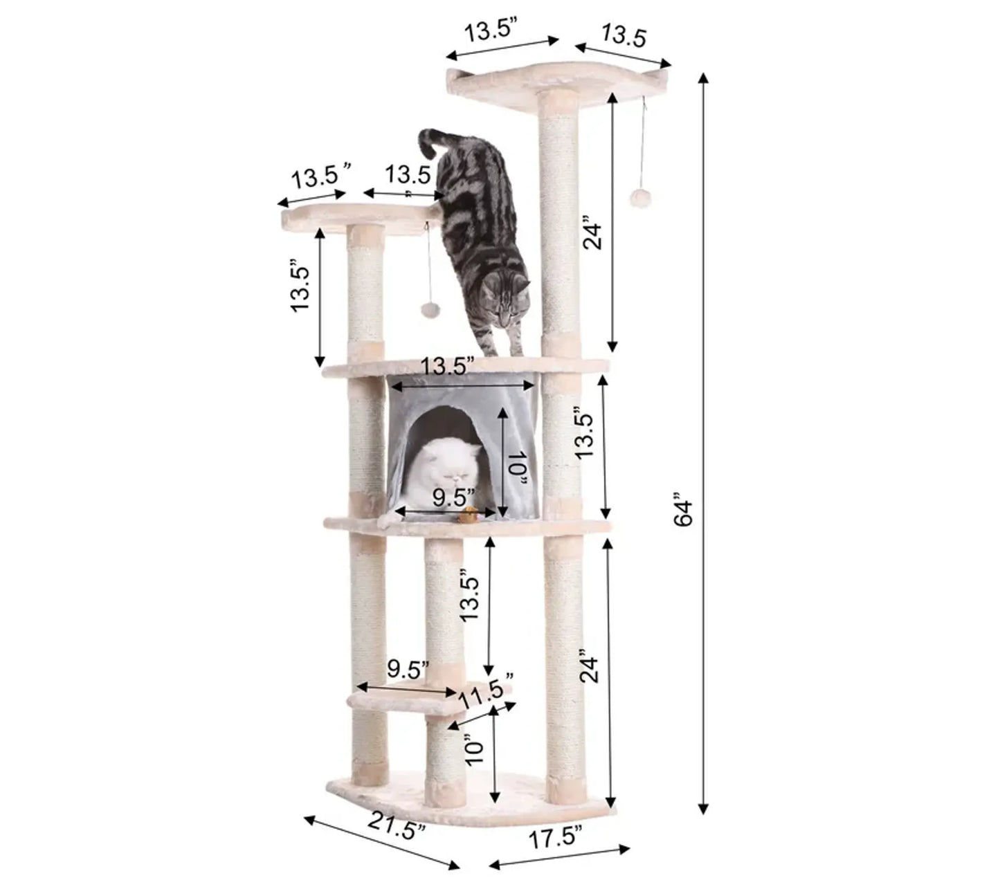 Armarkat 64" Real Wood Cat Tree W Sractch Sisal Post - Your Pet Connection