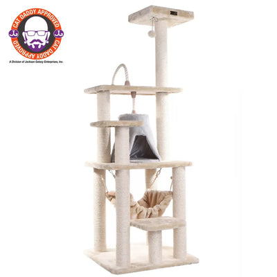 Real Wood 65" Cat Tree With Hammock, Playhouse A6501 - Your Pet Connection