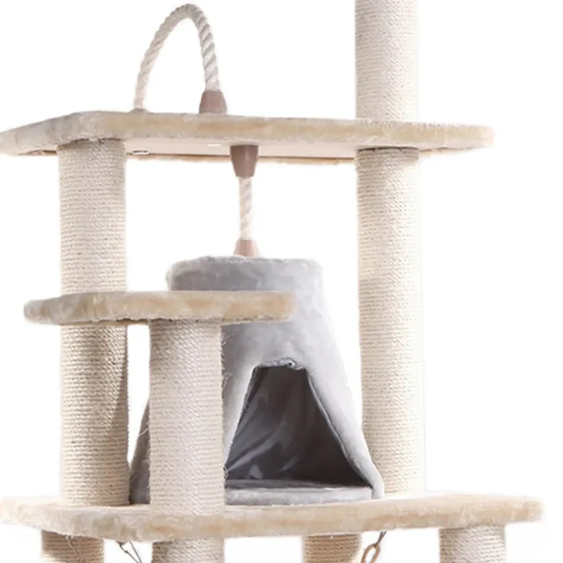 Real Wood 65" Cat Tree With Hammock, Playhouse A6501 - Your Pet Connection