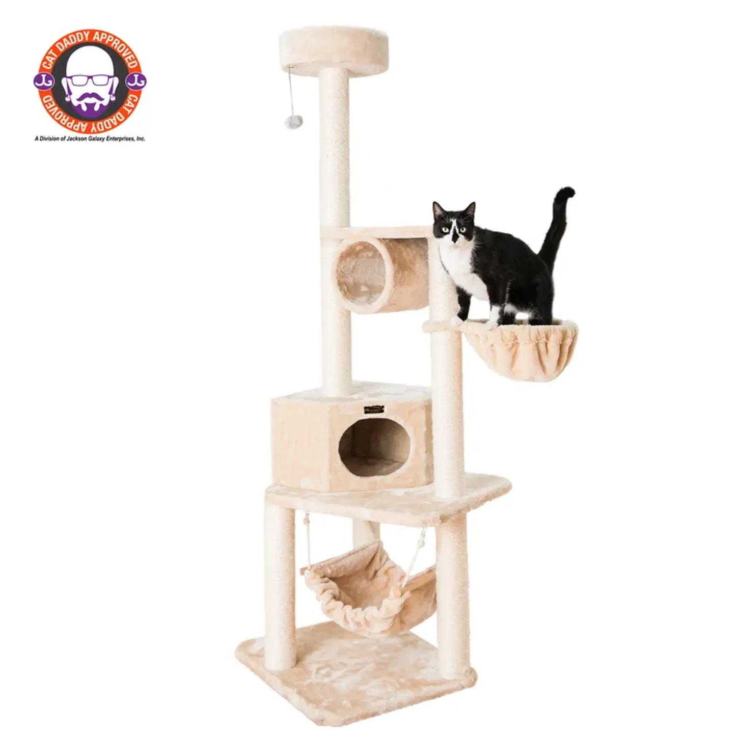 Real Wood 72" H Pet Cat Tower W Lounge Basket, Perch, A7204 - Your Pet Connection