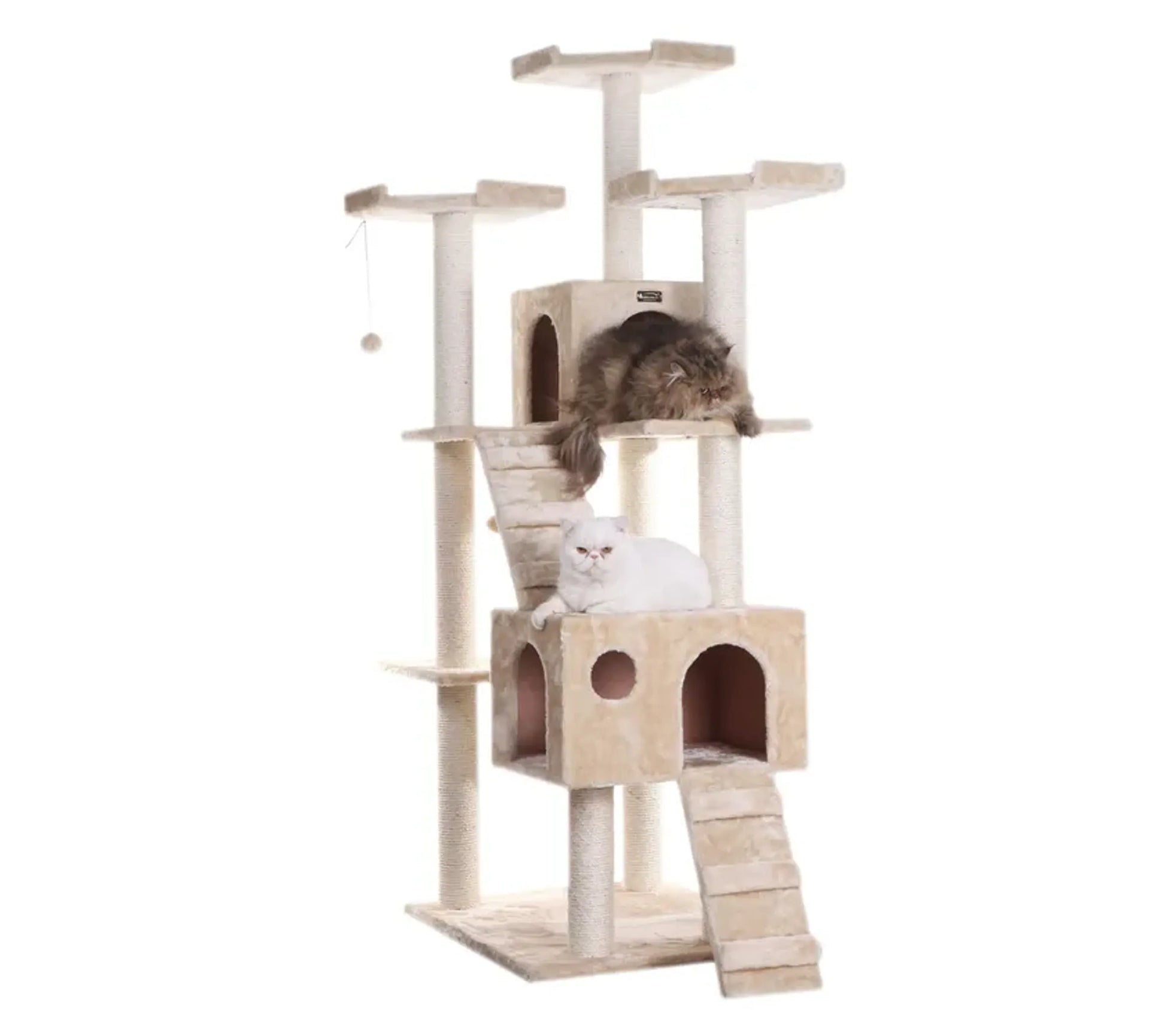 Real Wood 74" Multi-Level Cat Tree Large Cat Play Furniture - Your Pet Connection