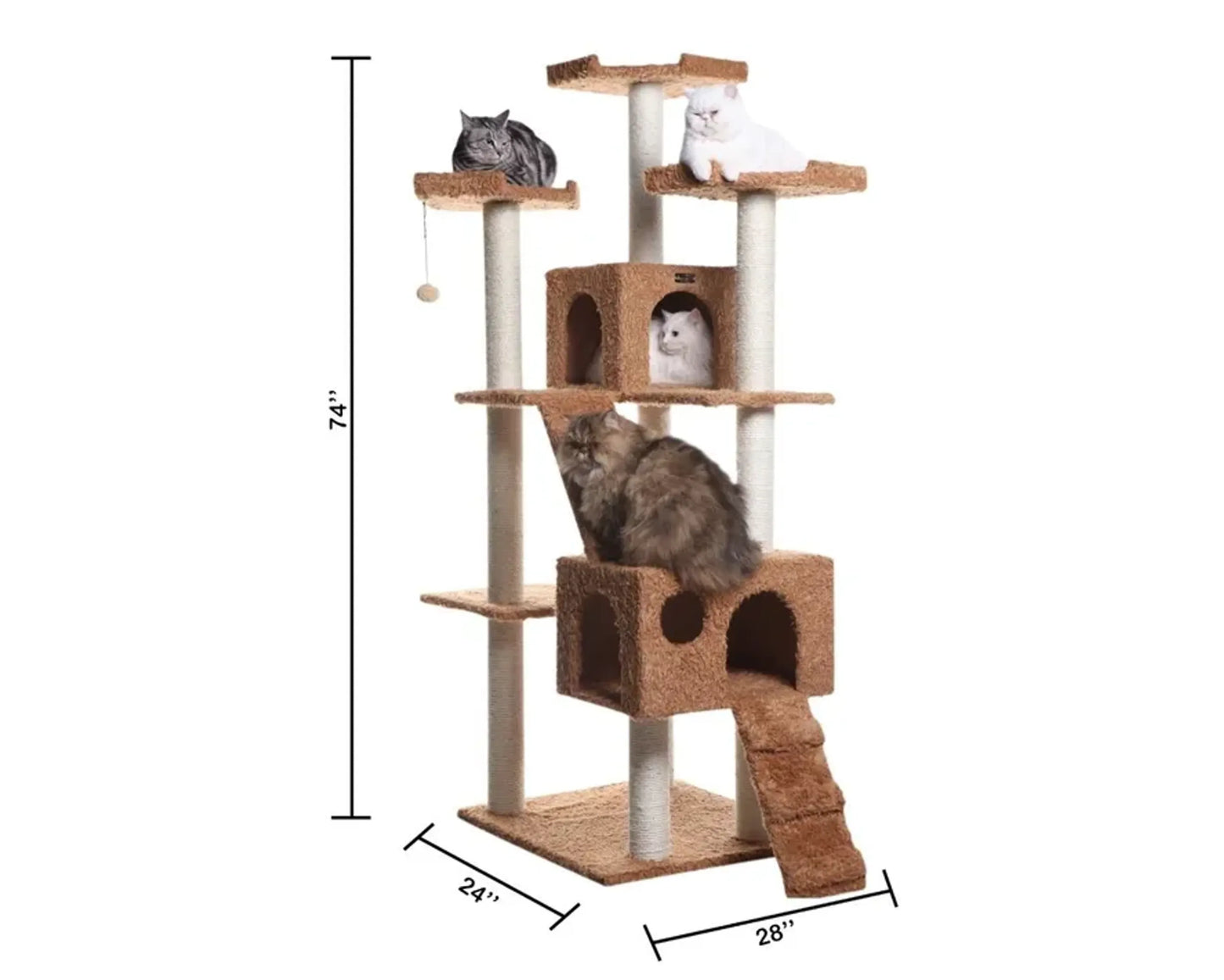 AeroMark Luxurious Cat Tree with Playhouses 74 Inch