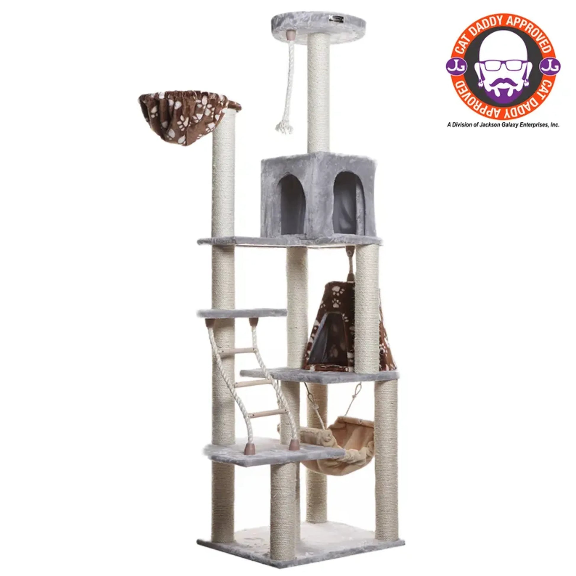 Real Wood Cat Climber Play House With Playhouse, Basket - Your Pet Connection