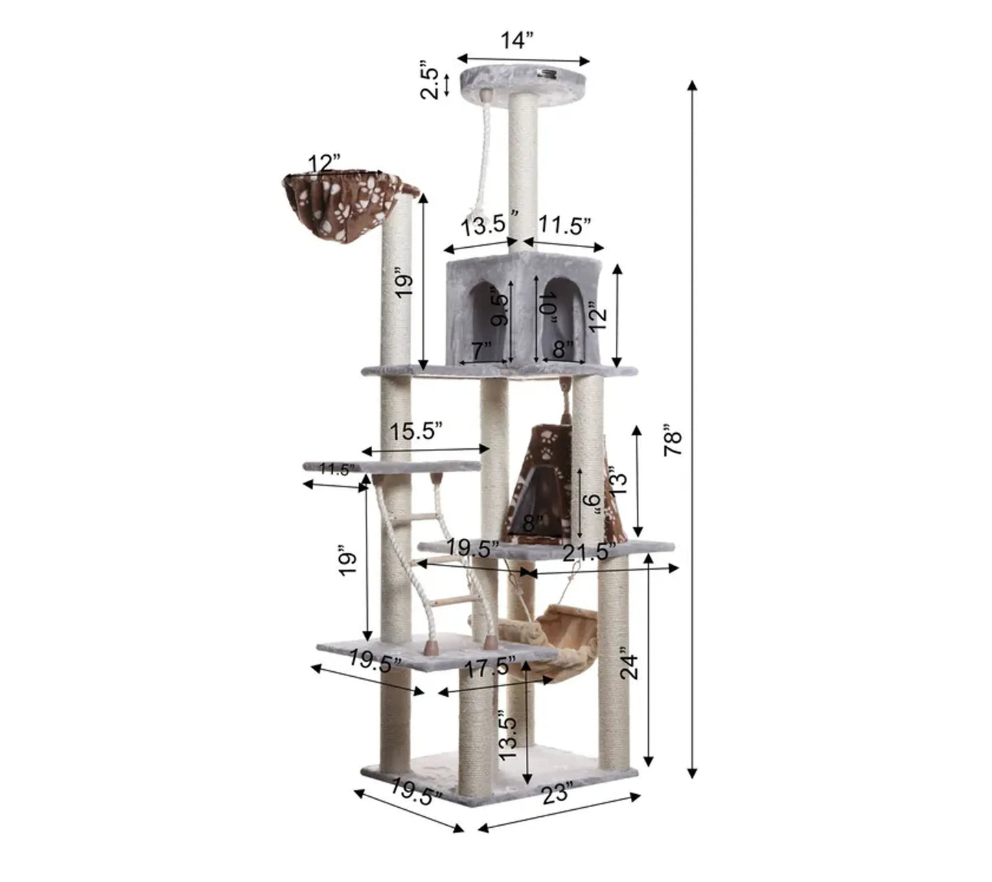 Real Wood Cat Climber Play House With Playhouse, Basket - Your Pet Connection
