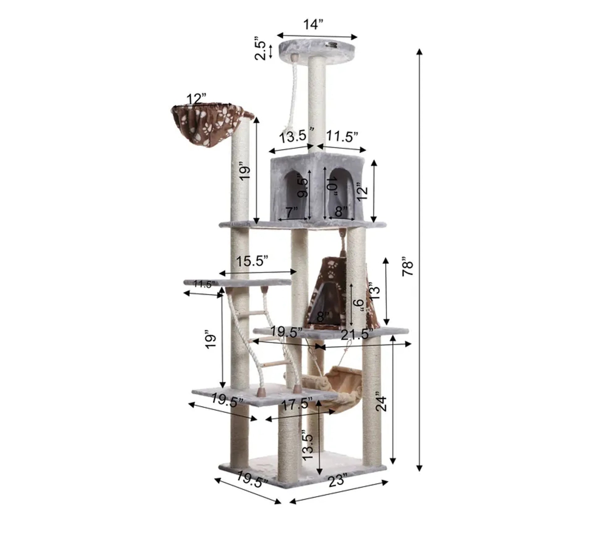 Real Wood Cat Climber Play House With Playhouse, Basket - Your Pet Connection