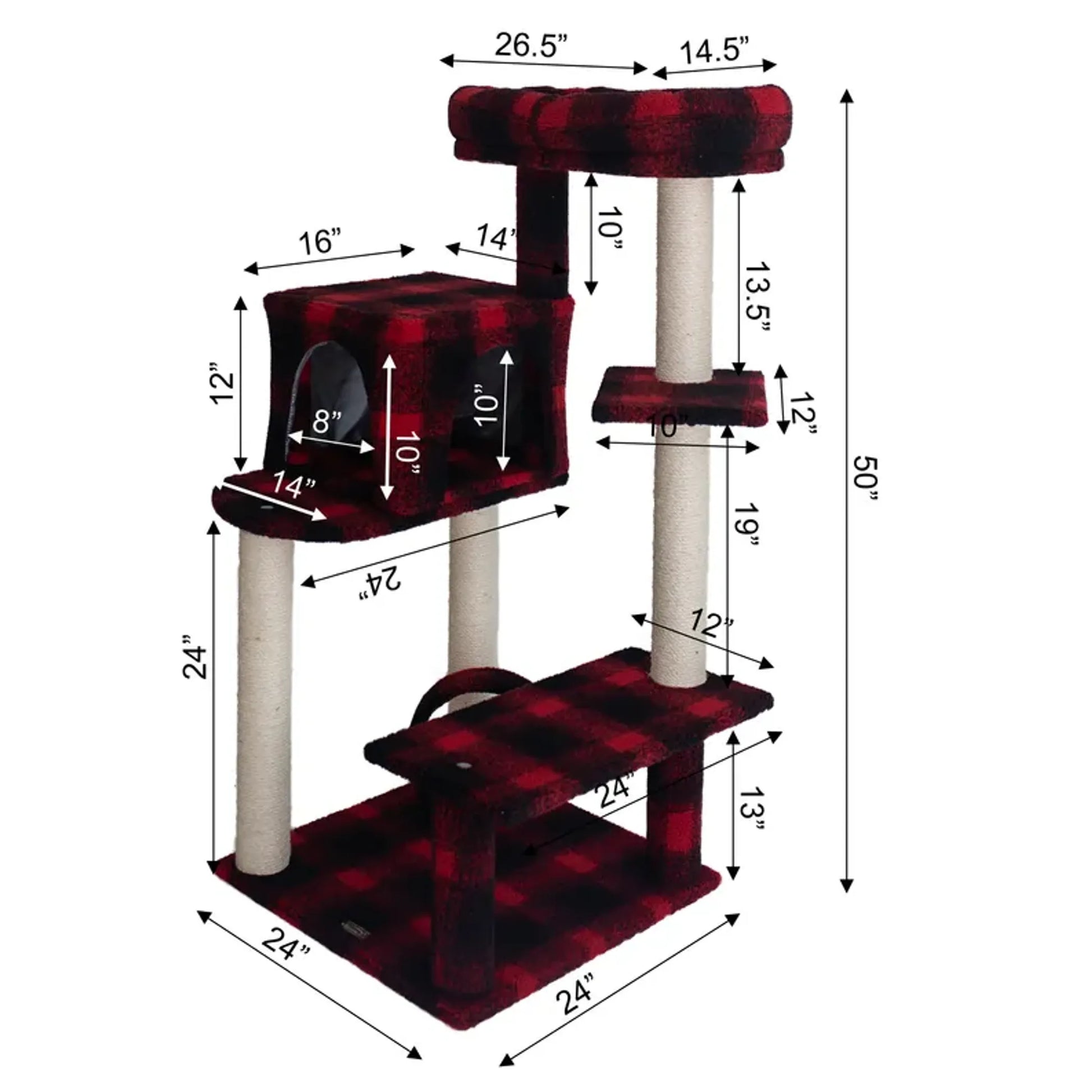 Real Wood B5008 50-Inch Classic Cat Tree With Veranda, Bench - Your Pet Connection