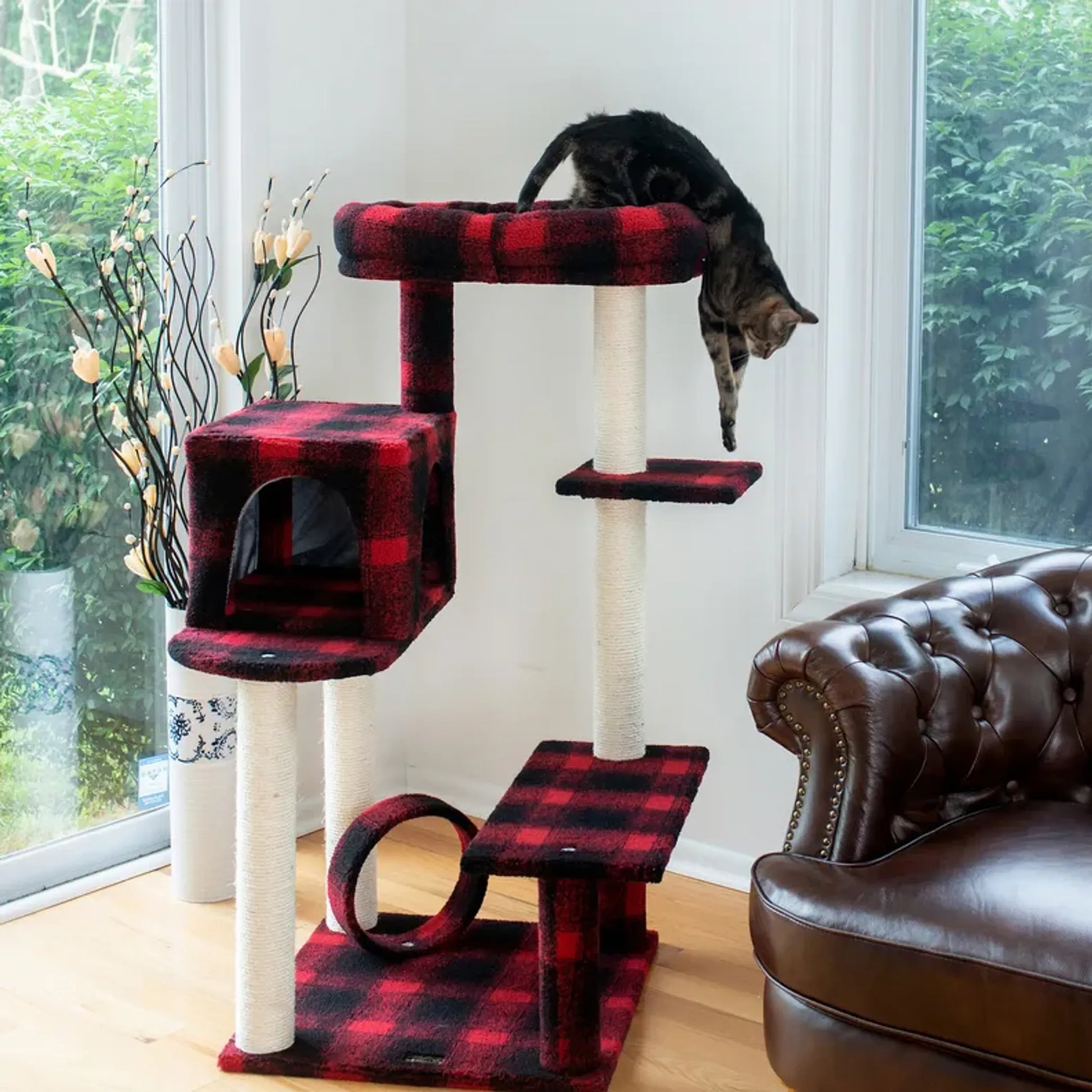 Real Wood B5008 50-Inch Classic Cat Tree With Veranda, Bench - Your Pet Connection