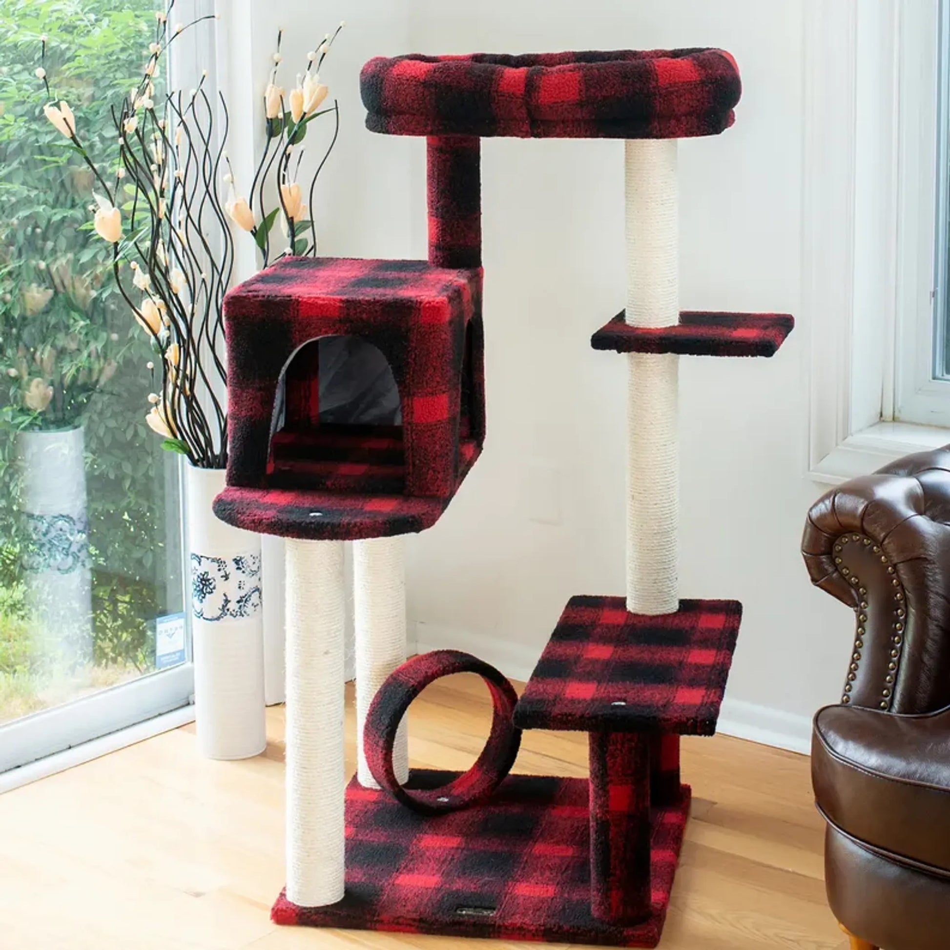 Real Wood B5008 50-Inch Classic Cat Tree With Veranda, Bench - Your Pet Connection
