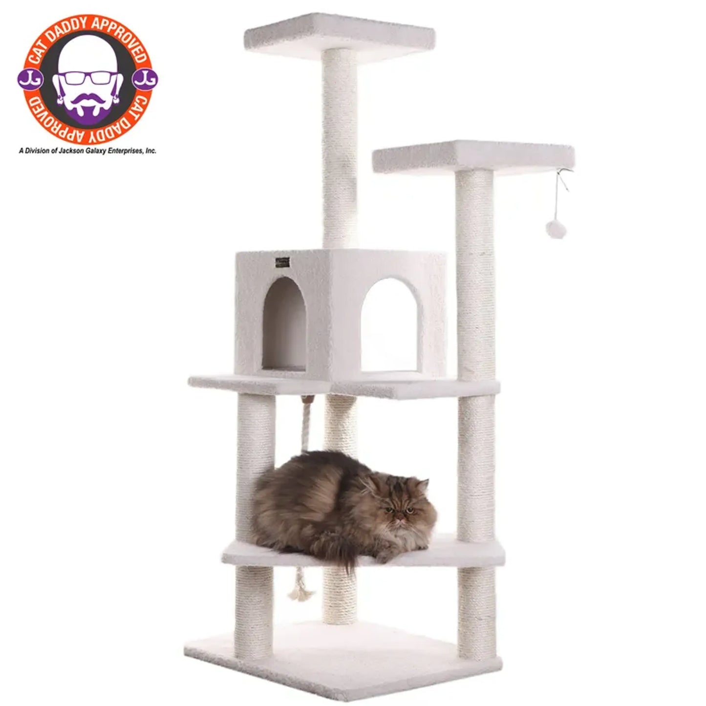 Armarkat Ivory 57" High Cat tree, Fleece Covered Cat Climber - Your Pet Connection