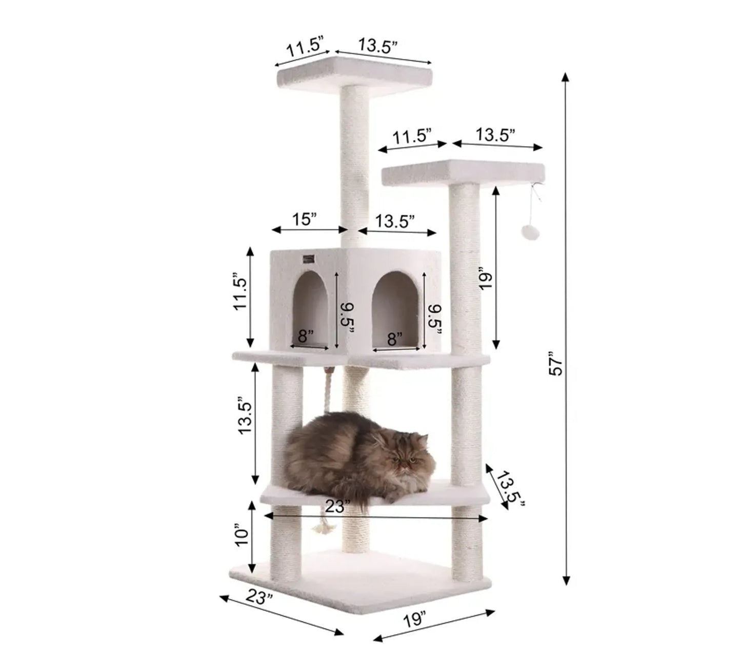 Armarkat Ivory 57" High Cat tree, Fleece Covered Cat Climber - Your Pet Connection