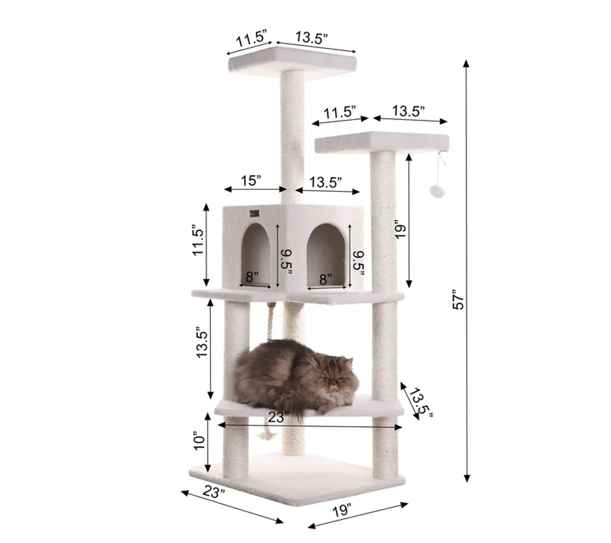 Armarkat Ivory 57" High Cat tree, Fleece Covered Cat Climber - Your Pet Connection